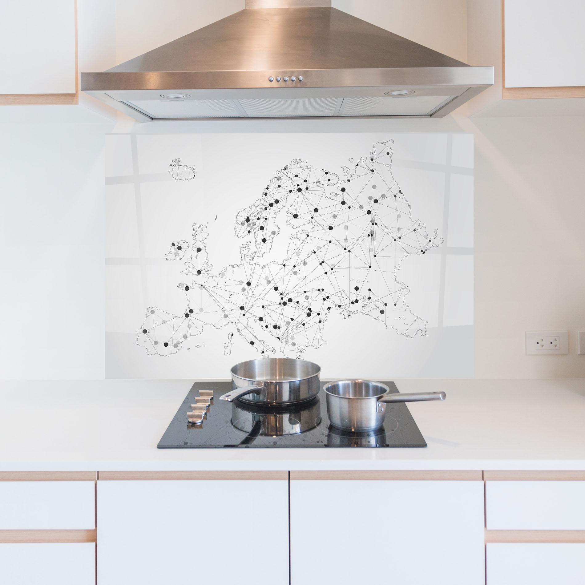Panou Sticla Bucatarie Europe Line Map mockup 5