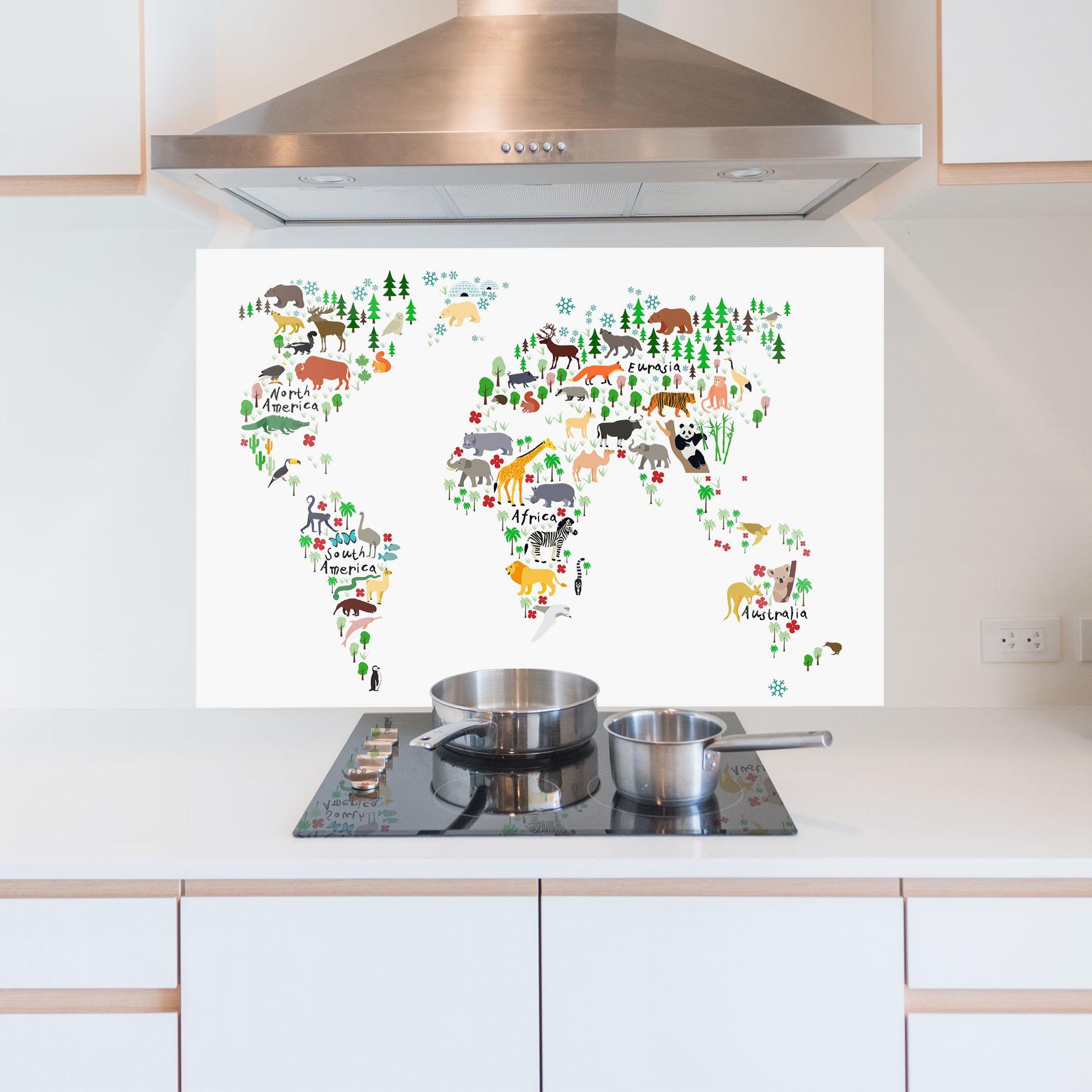Panou Sticla Bucatarie Jungle World Map mockup 5