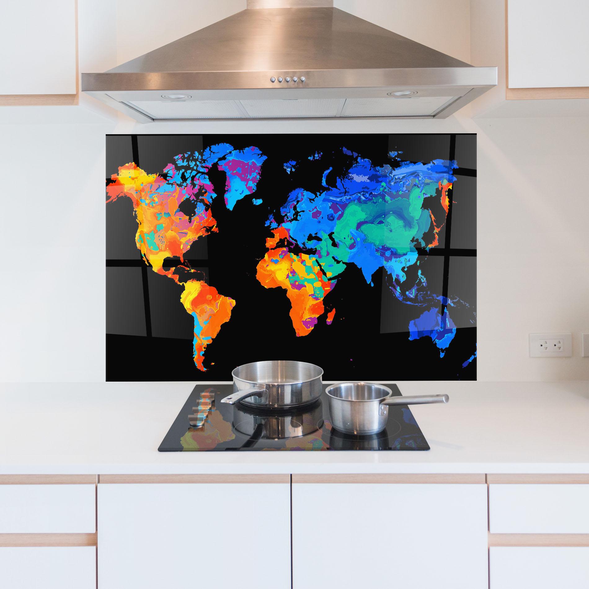 Panou Sticla Bucatarie Orange Blue World mockup 5