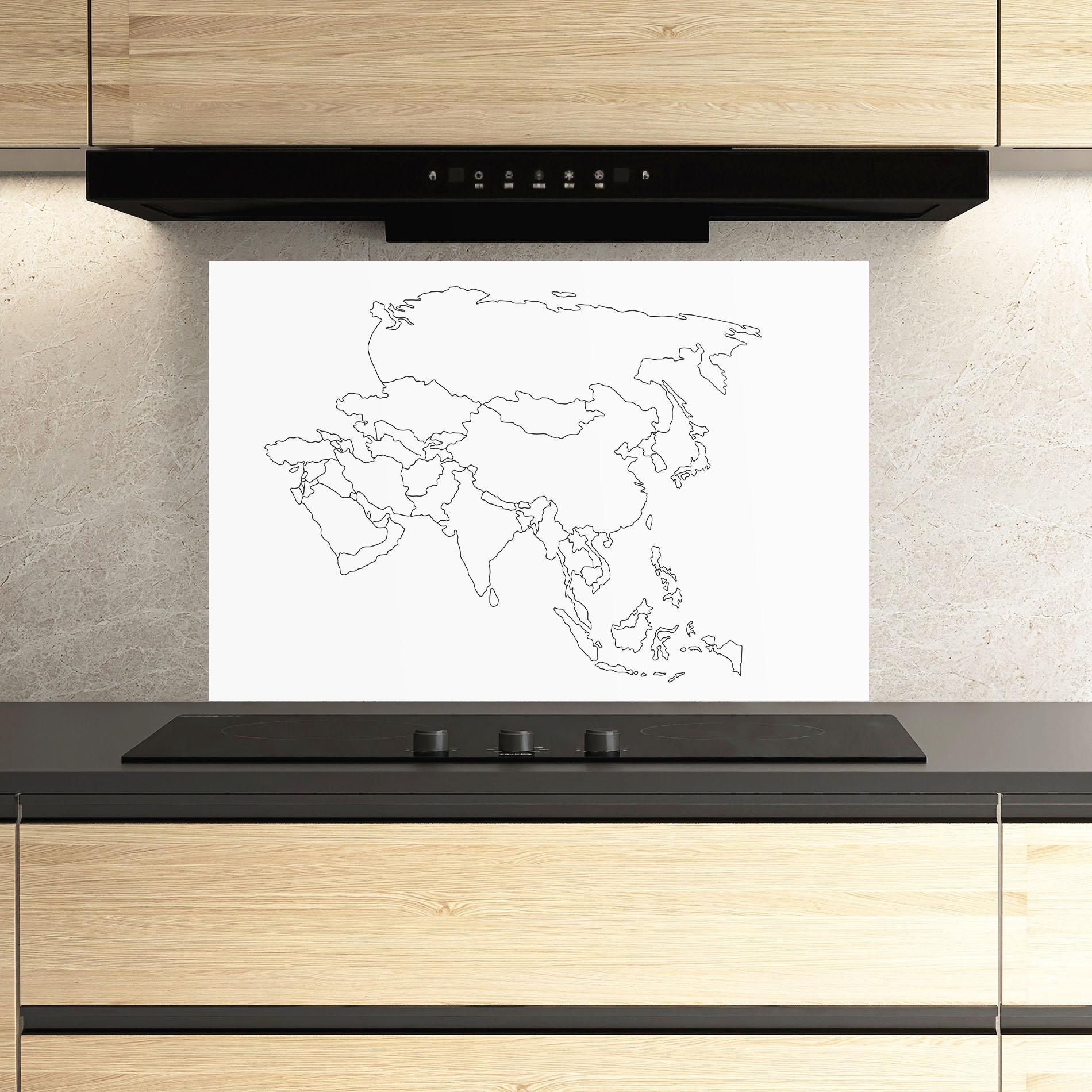Panou Sticla Bucatarie Asia Map Line mockup 3