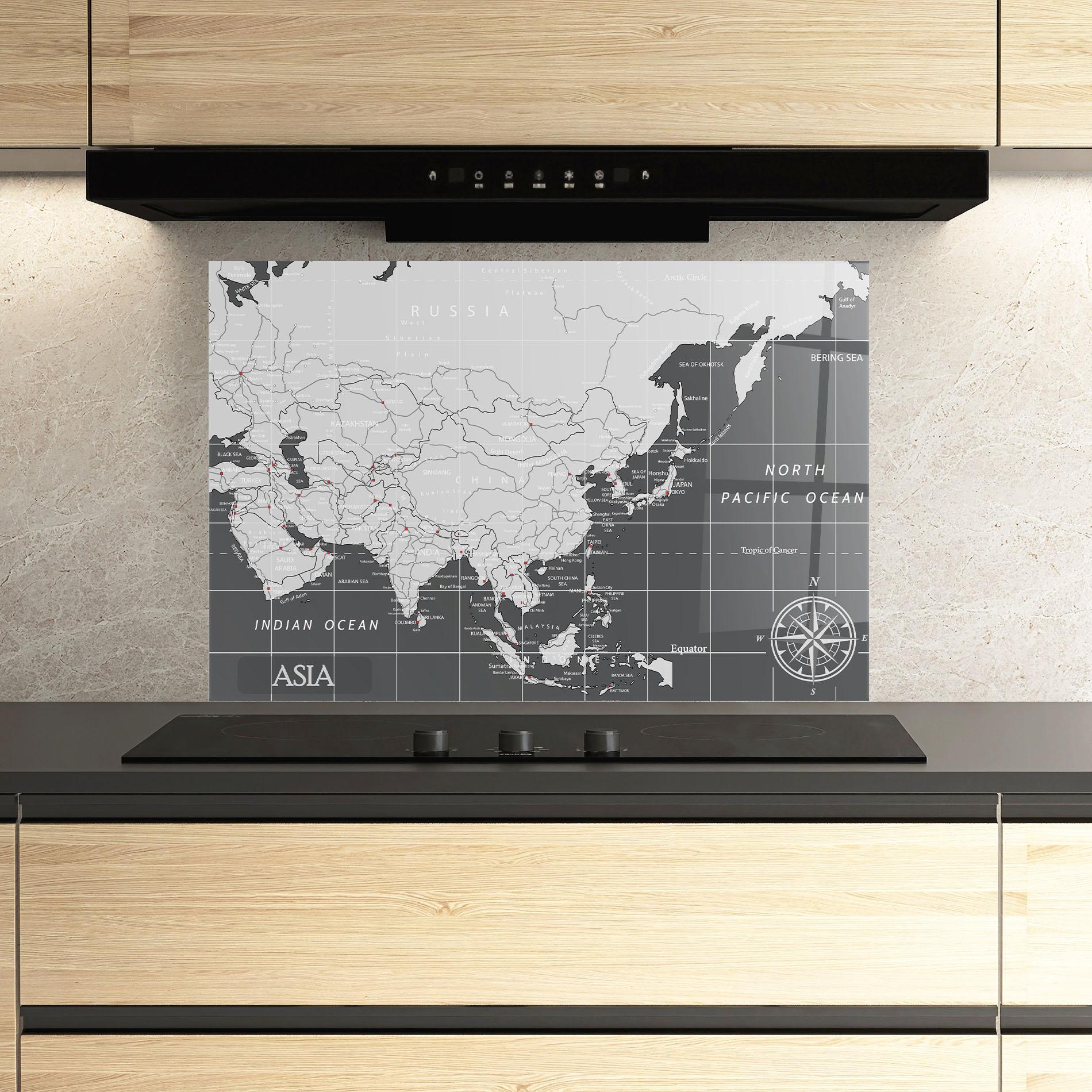 Panou Sticla Bucatarie Asia Minimal Map mockup 3