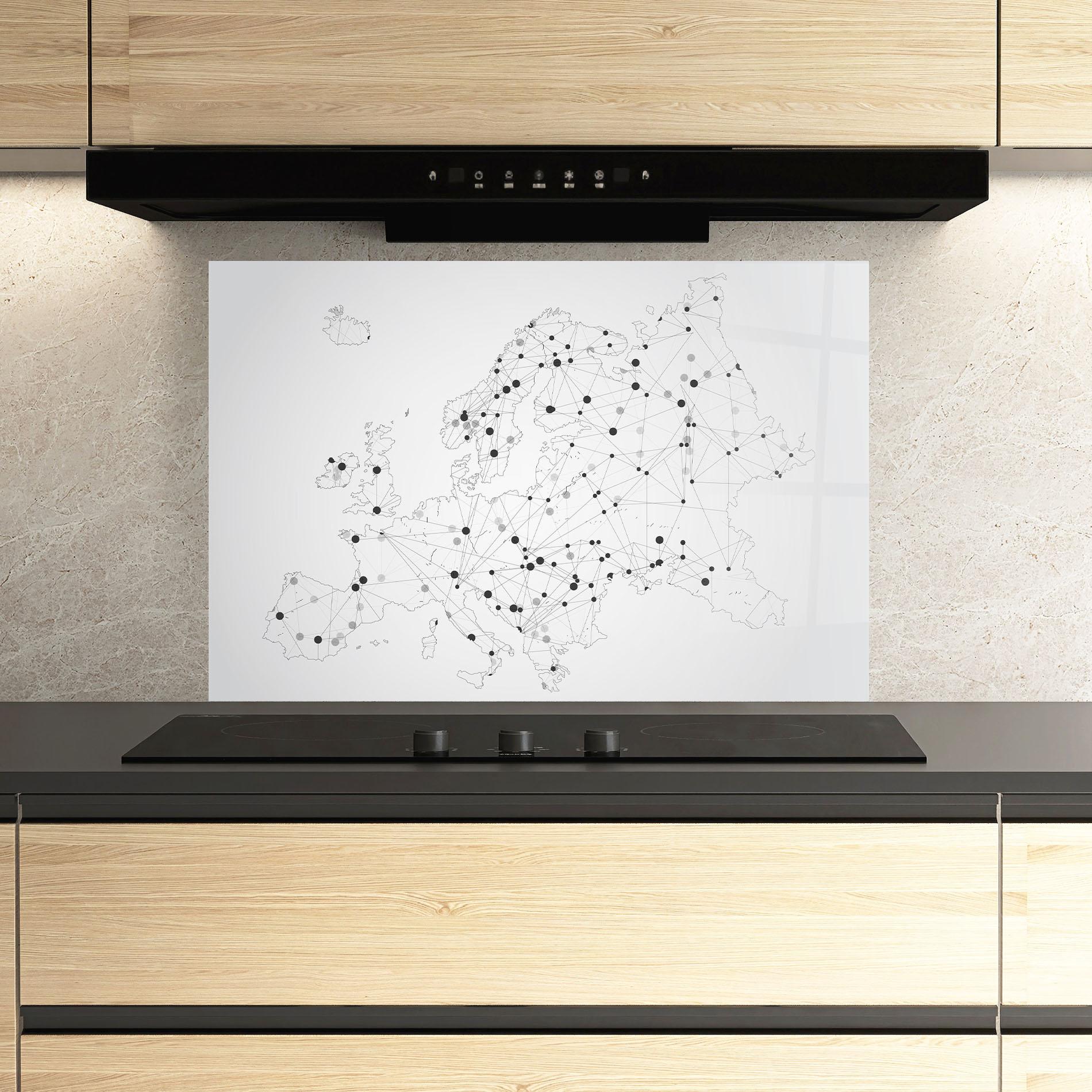 Panou Sticla Bucatarie Europe Line Map mockup 3