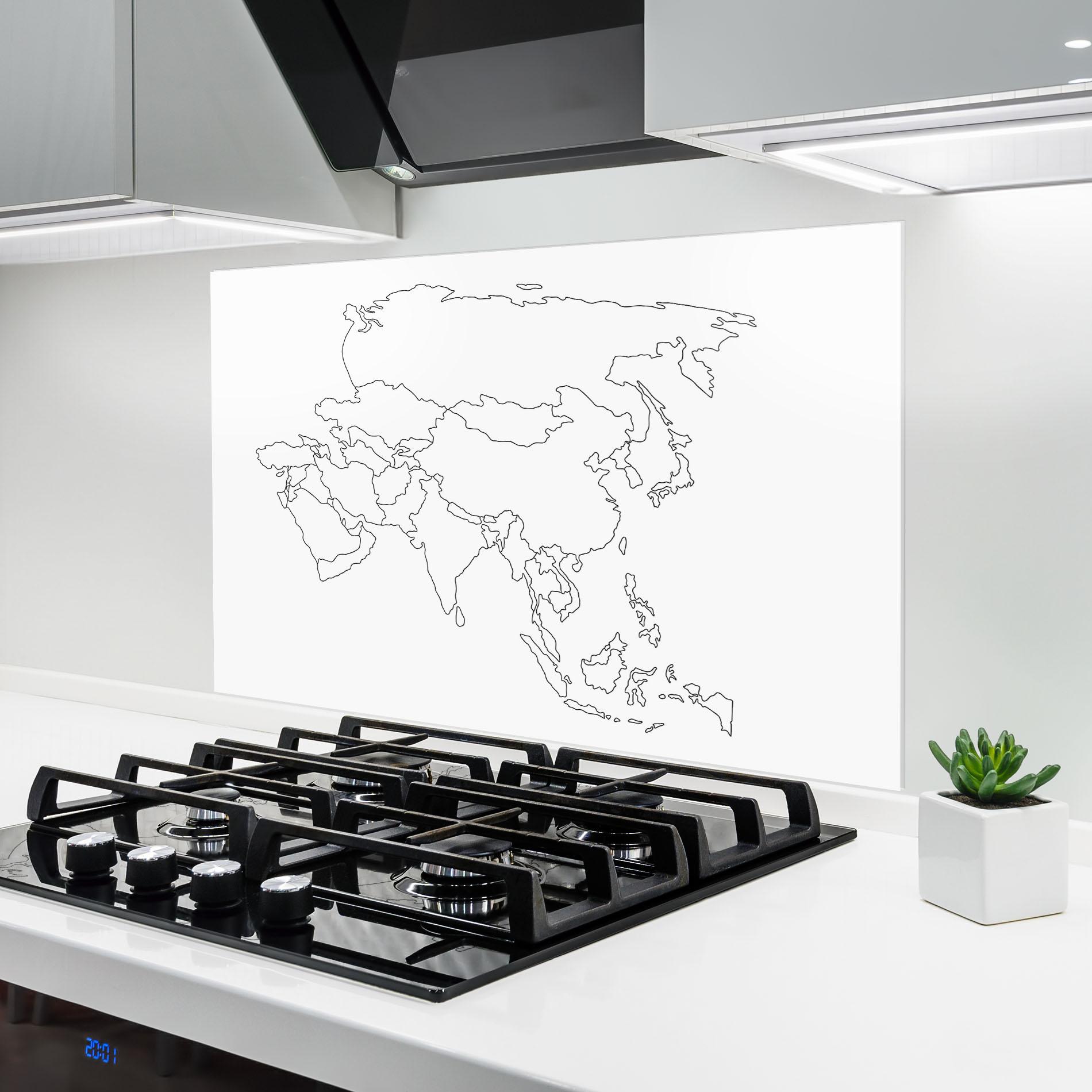 Panou Sticla Bucatarie Asia Map Line mockup 6