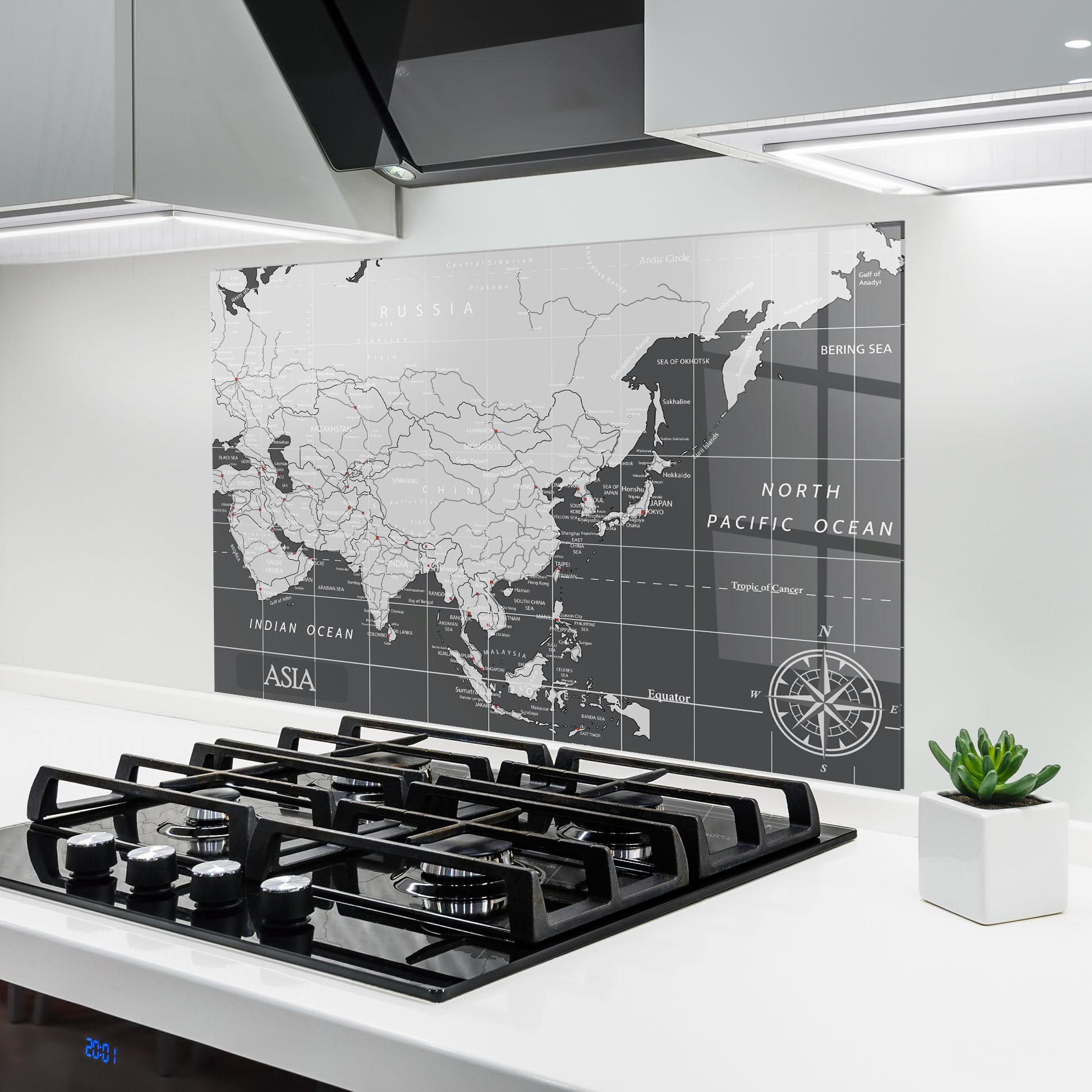 Panou Sticla Bucatarie Asia Minimal Map mockup 6
