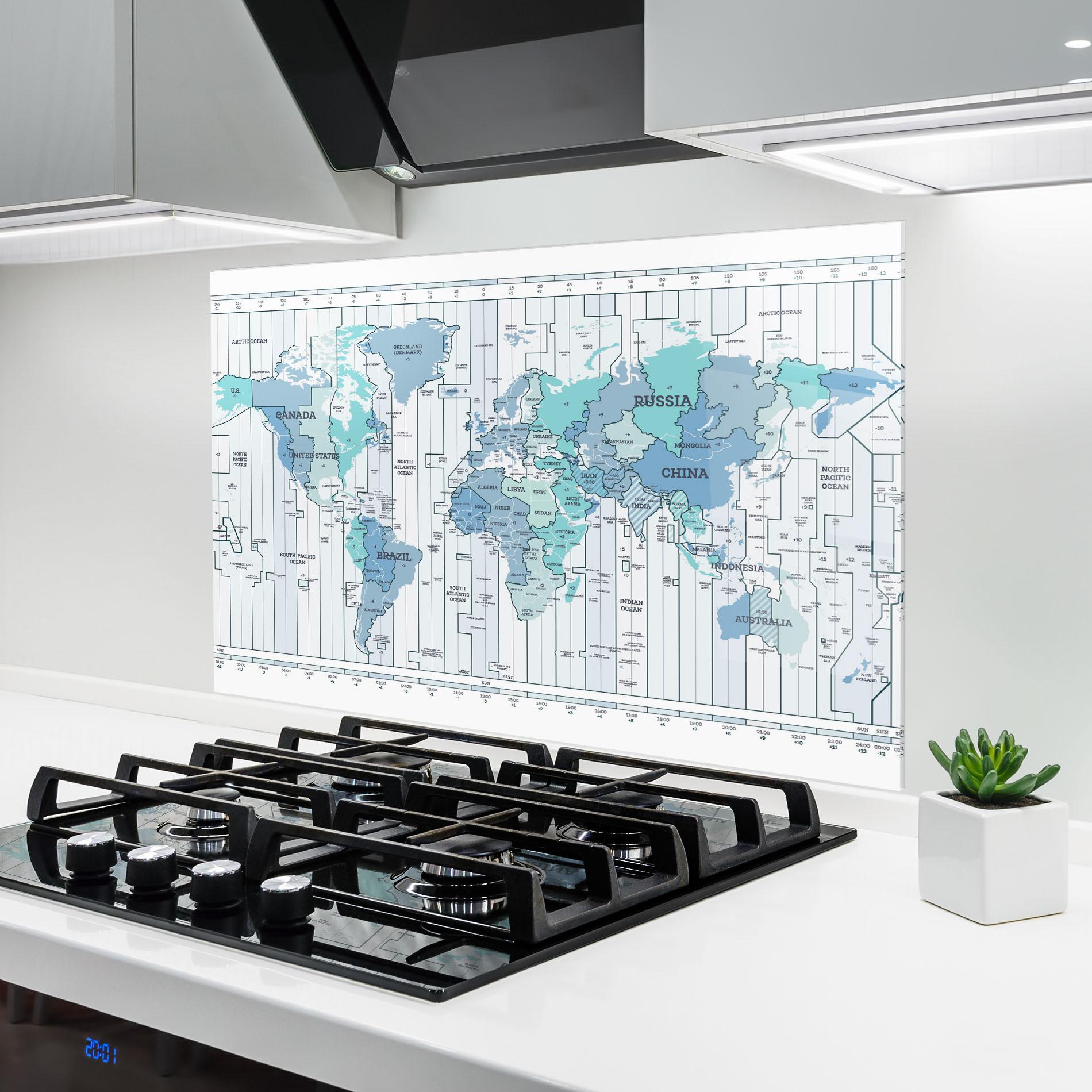 Panou Sticla Bucatarie Blue Green Map mockup 6