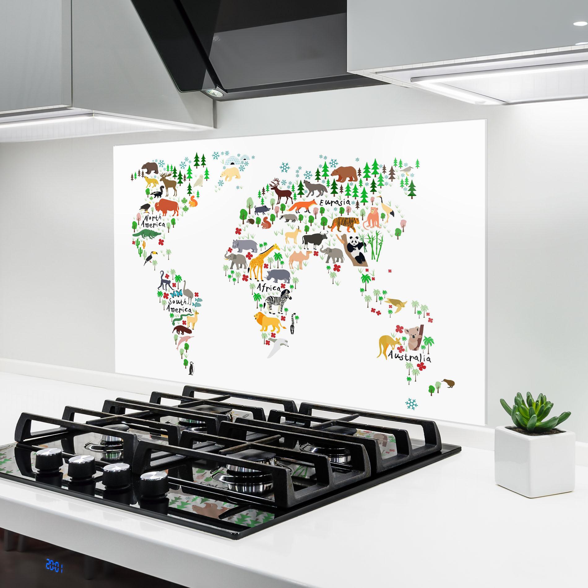 Panou Sticla Bucatarie Jungle World Map mockup 6