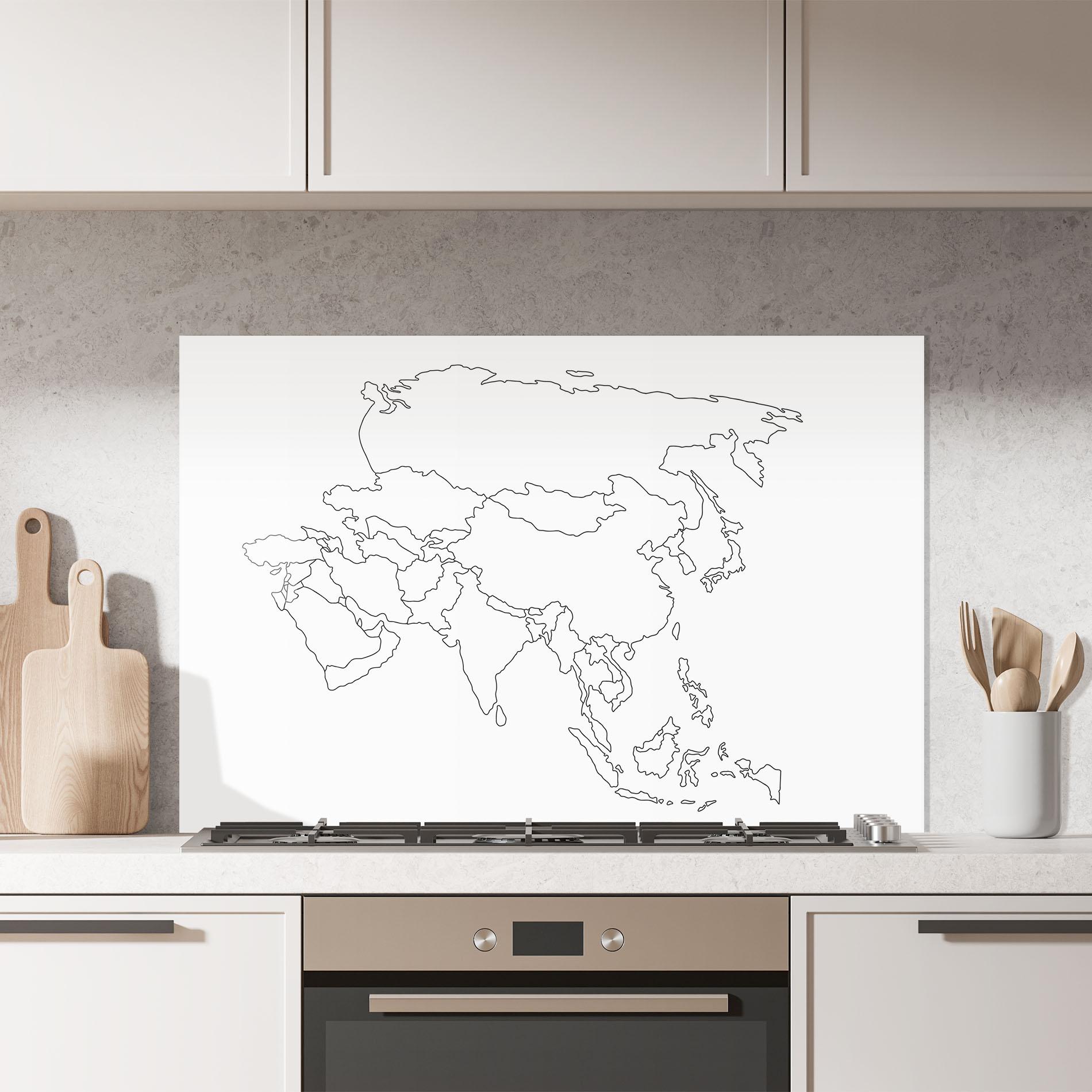 Panou Sticla Bucatarie Asia Map Line mockup 7