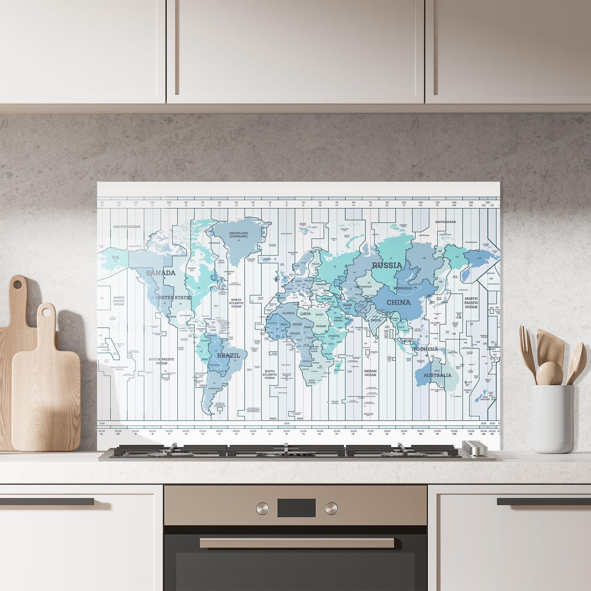 Panou Sticla Bucatarie Blue Green Map mockup 7