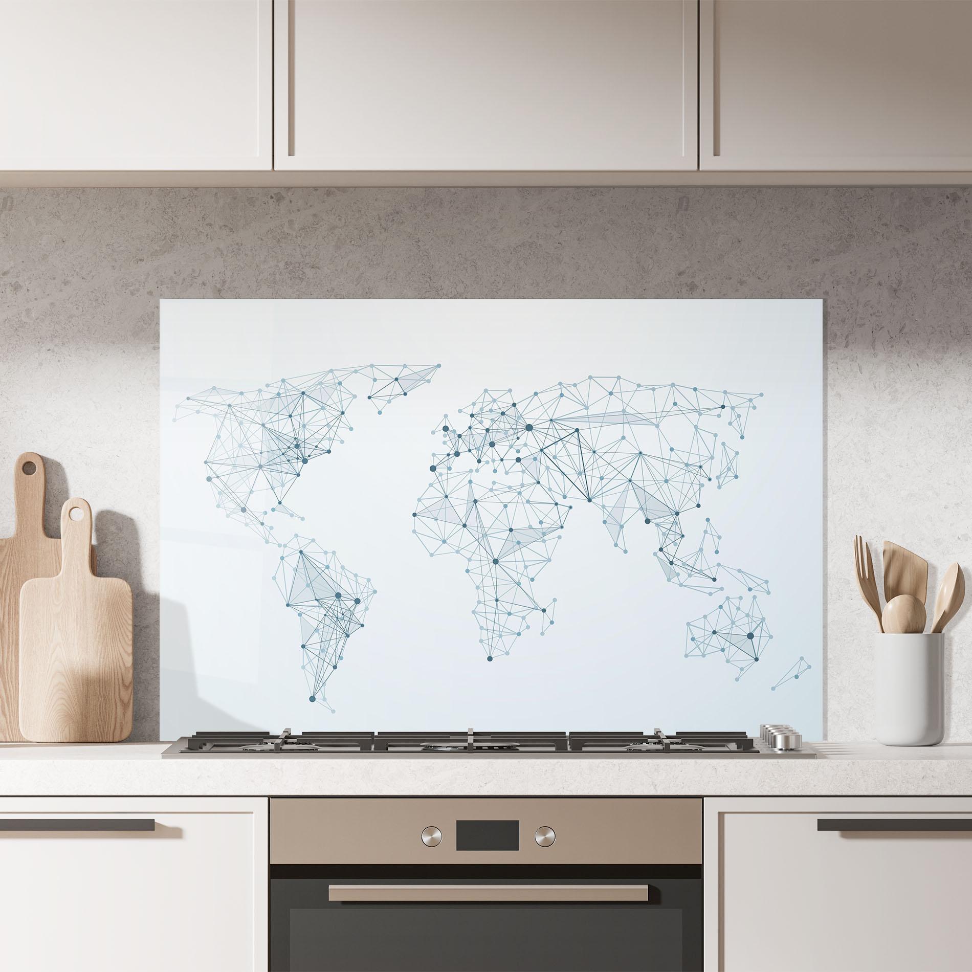 Panou Sticla Bucatarie Blue Line Map mockup 7