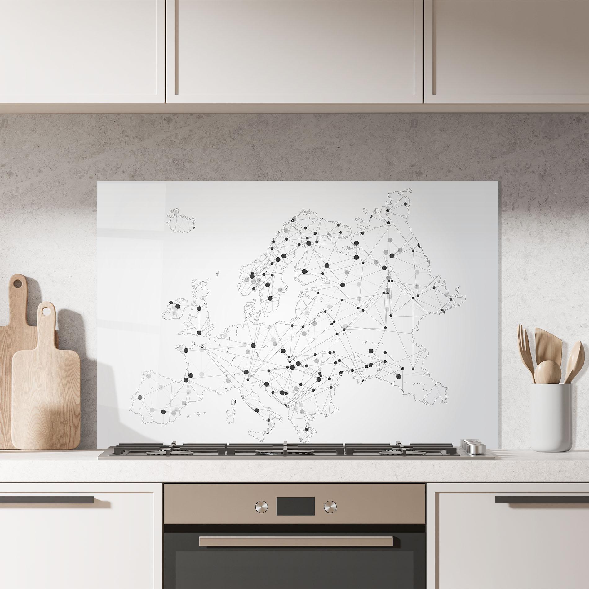Panou Sticla Bucatarie Europe Line Map mockup 7