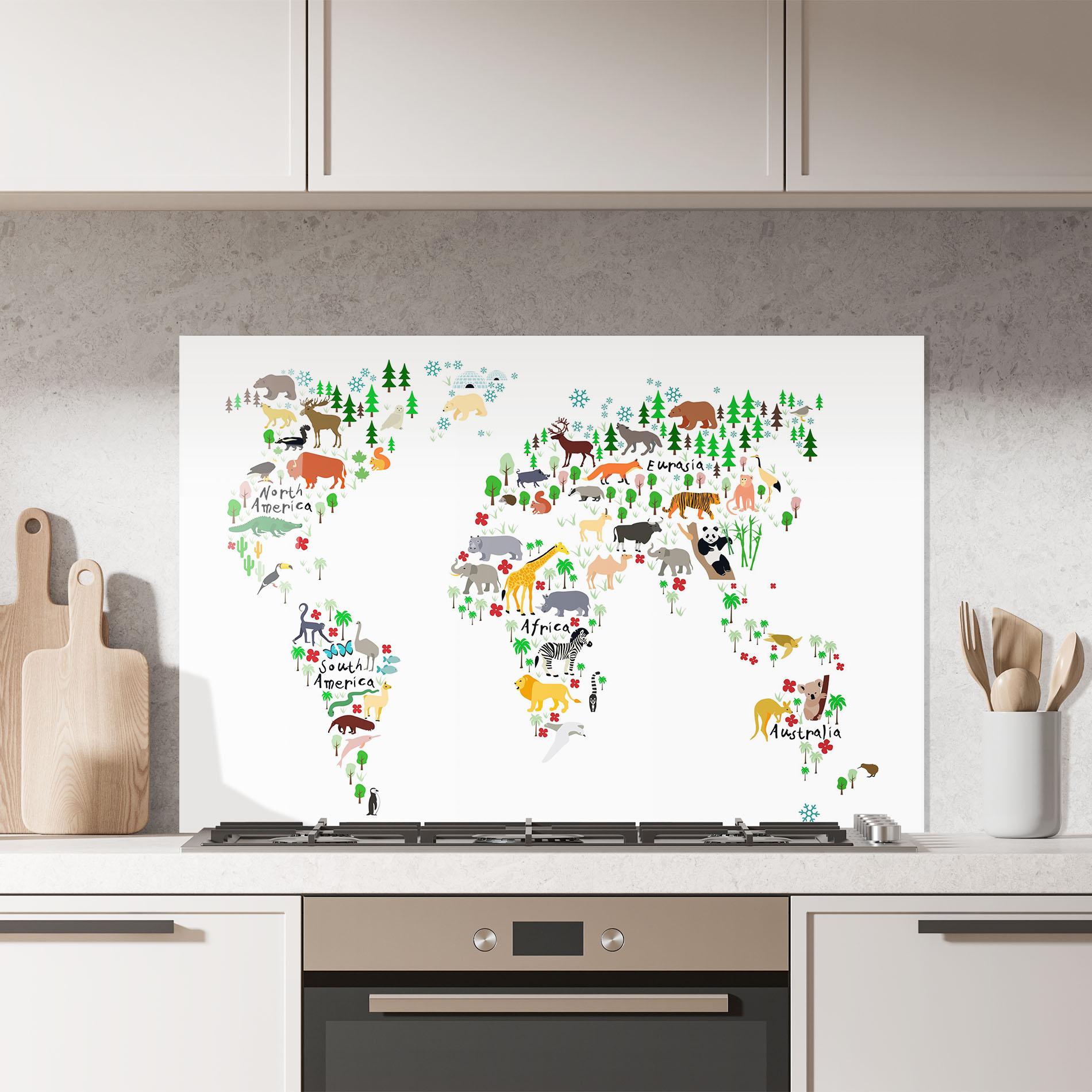 Panou Sticla Bucatarie Jungle World Map mockup 7