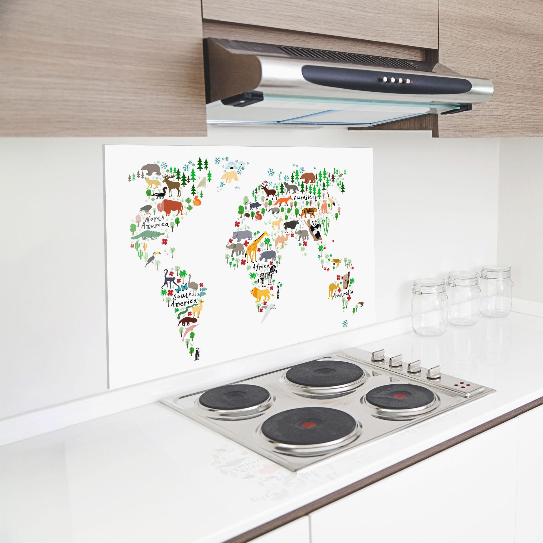 Panou Sticla Bucatarie Jungle World Map mockup 8