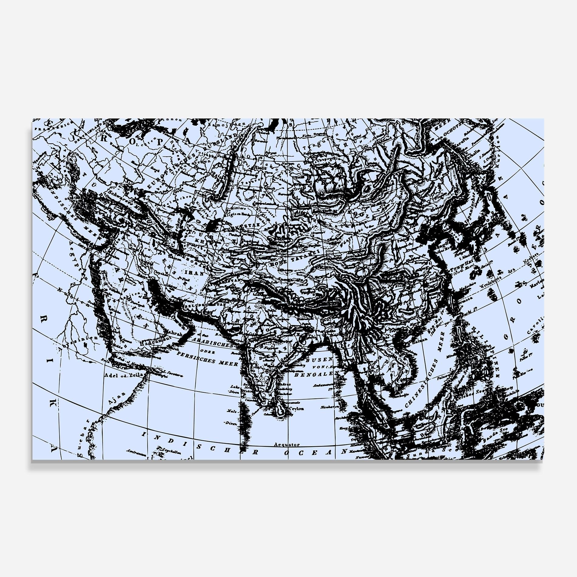 Panou Sticla Bucatarie Blue Old Map mockup 0