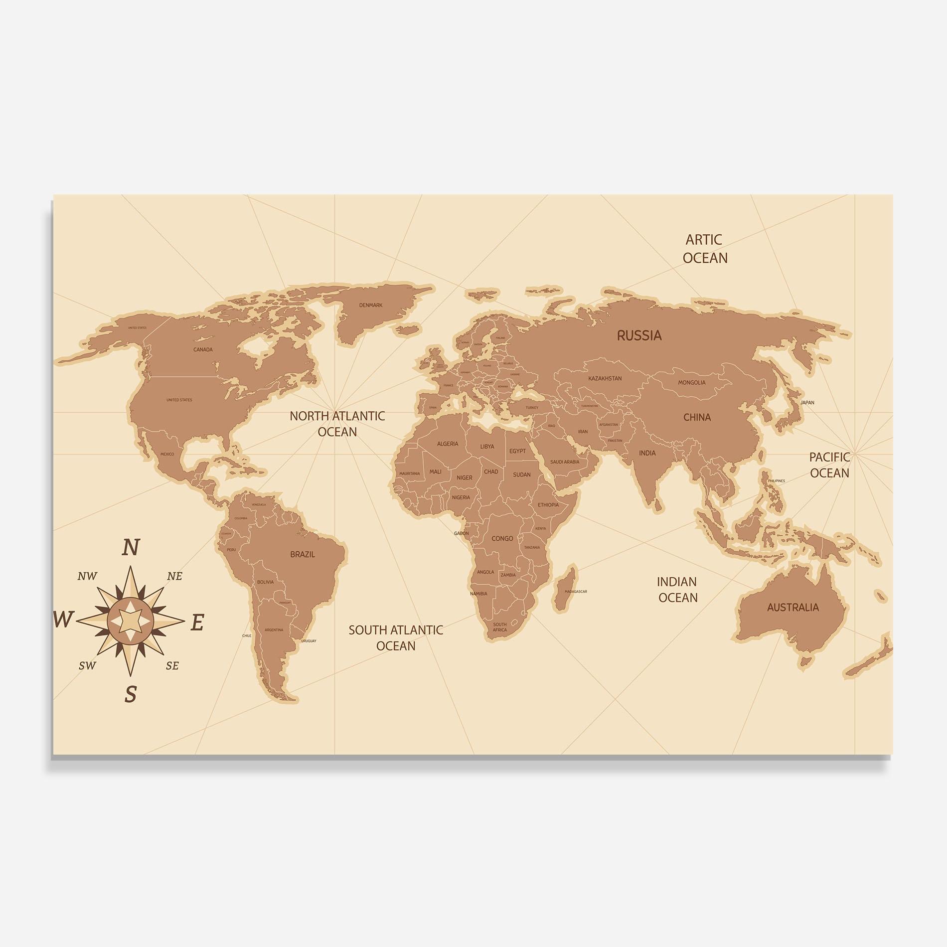 Panou Sticla Bucatarie Cream Map Vintage mockup 0