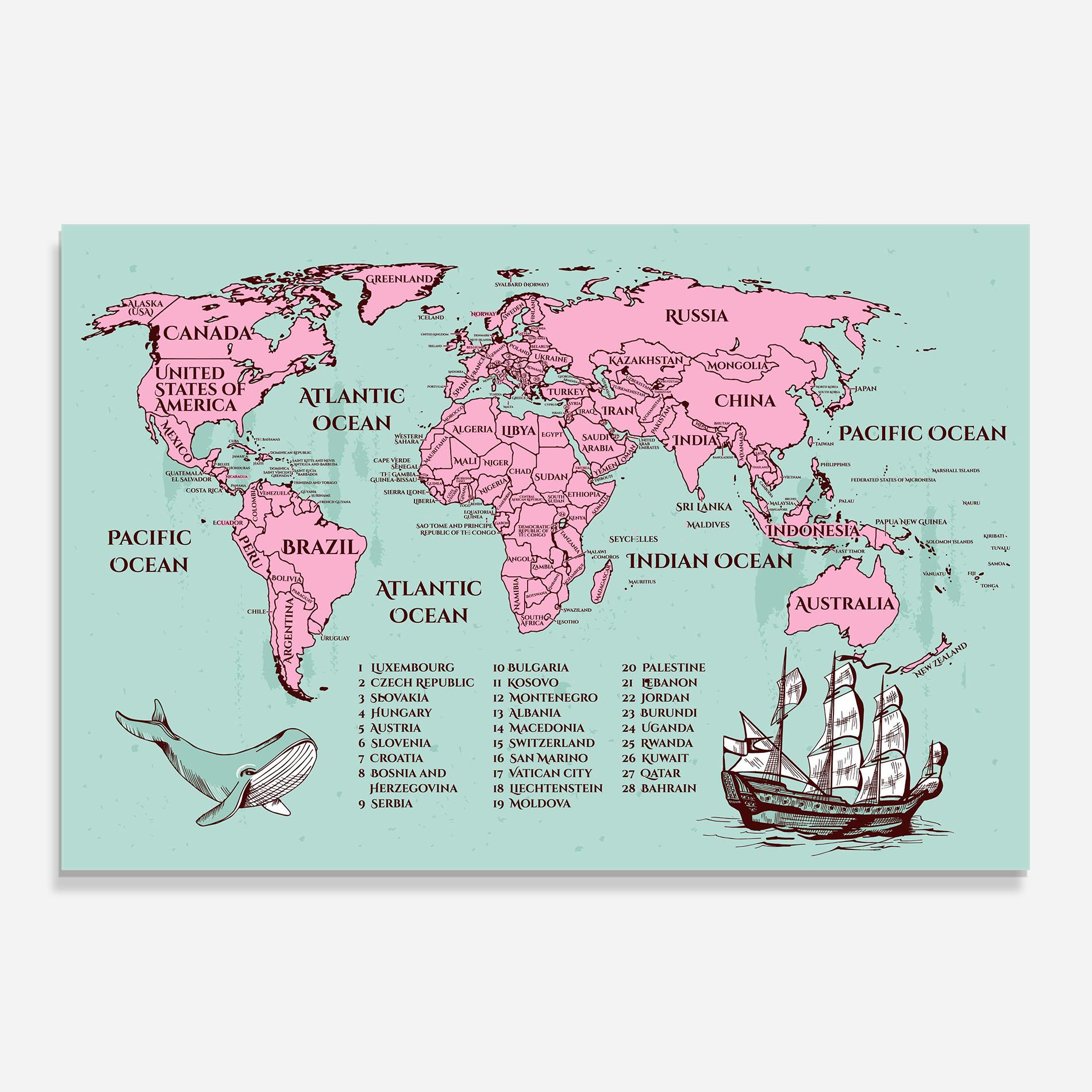 Panou Sticla Bucatarie Pink Pirate Map mockup 0