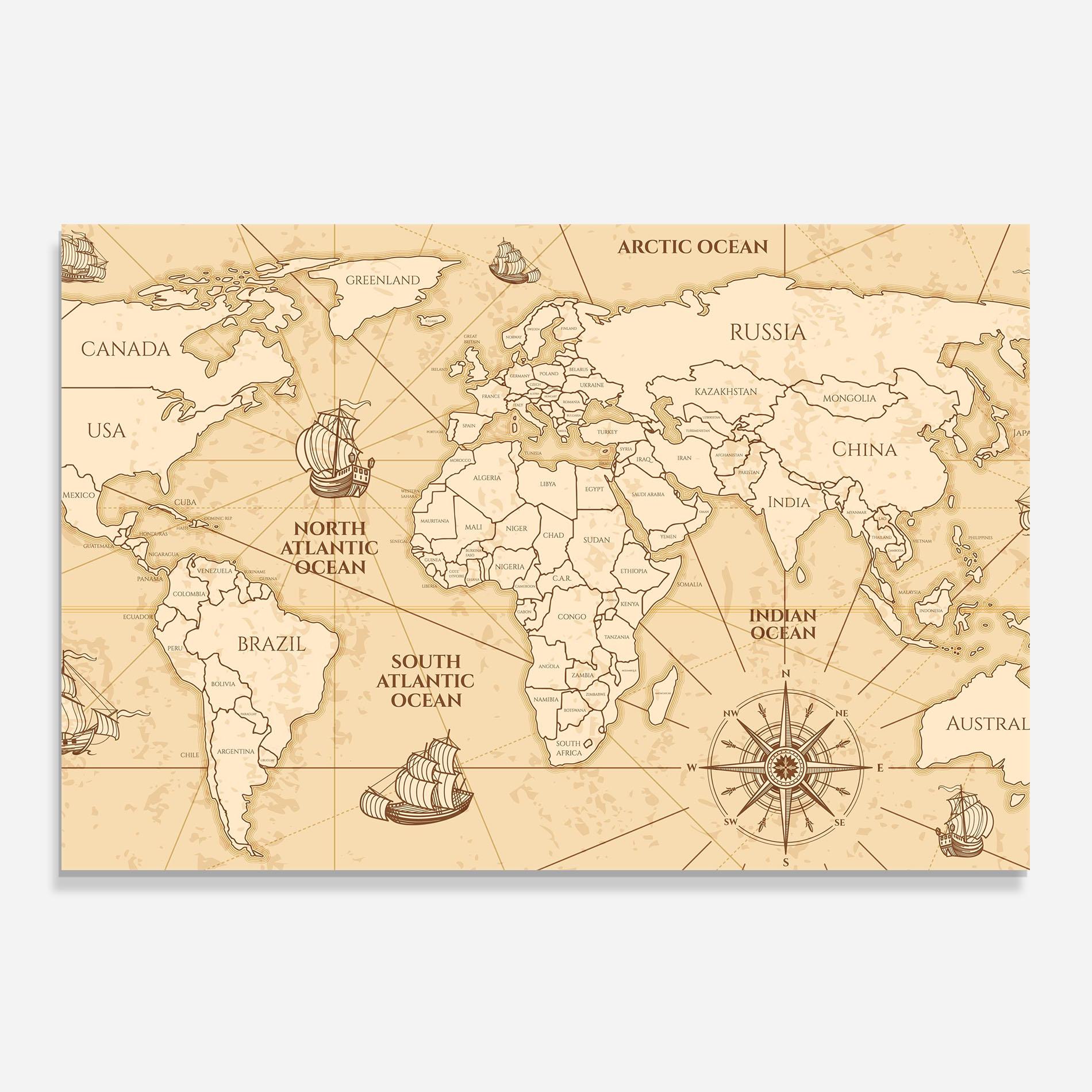 Panou Sticla Bucatarie Pirate Cream Map mockup 0