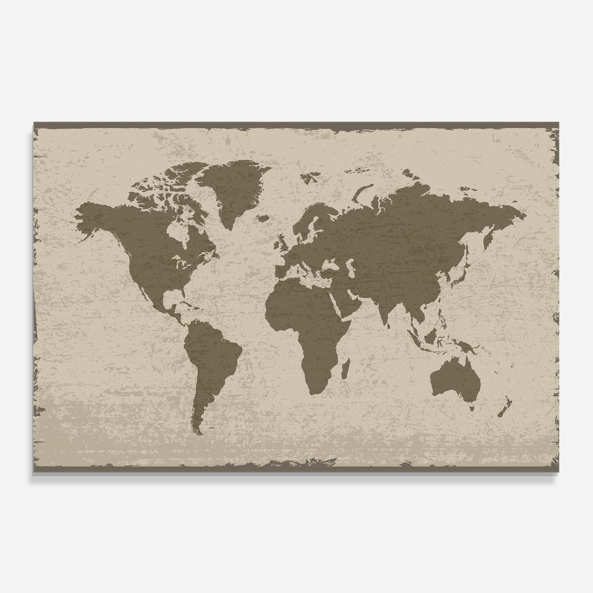 Panou Sticla Bucatarie World Brown Map mockup 0
