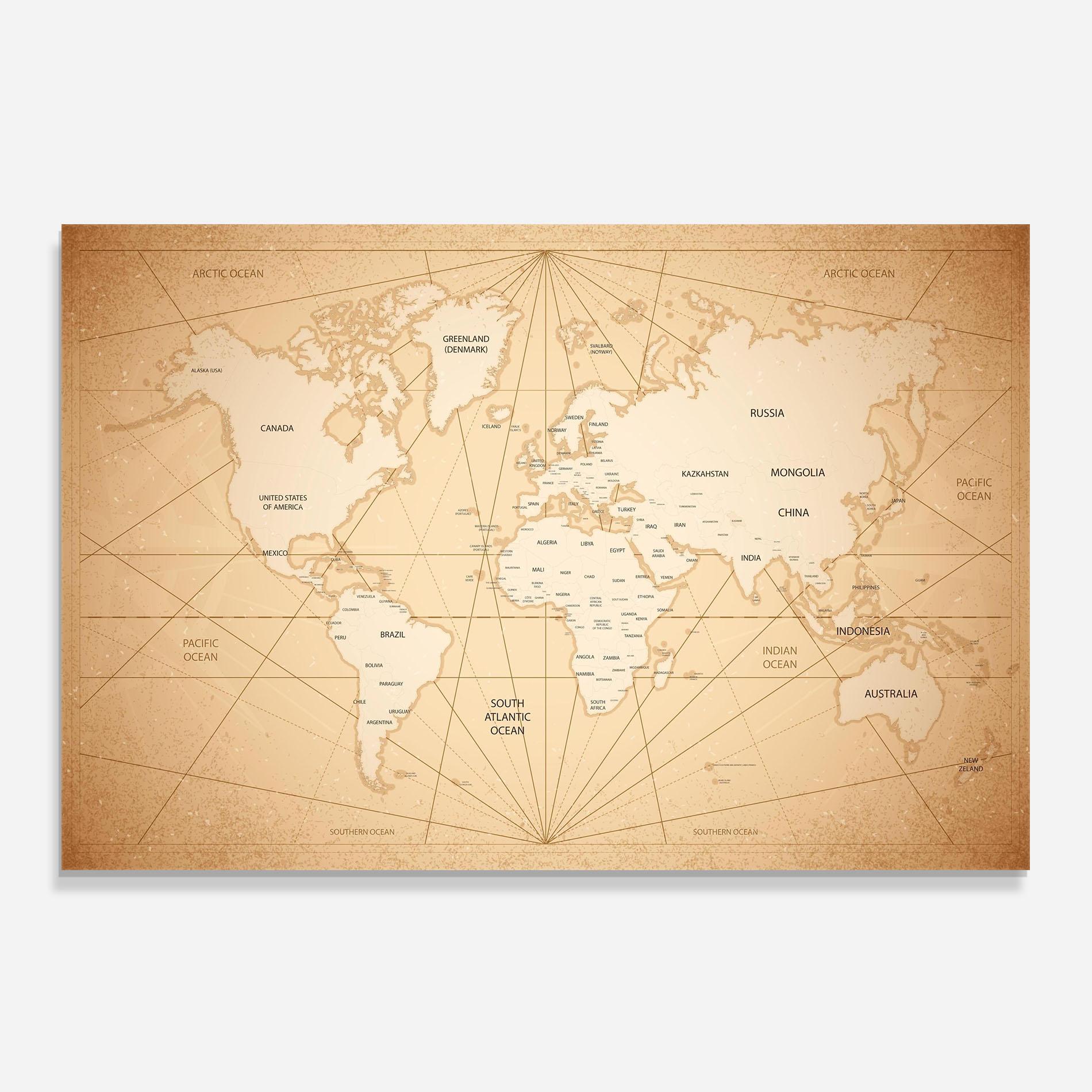 Panou Sticla Bucatarie World Vintage Map mockup 0