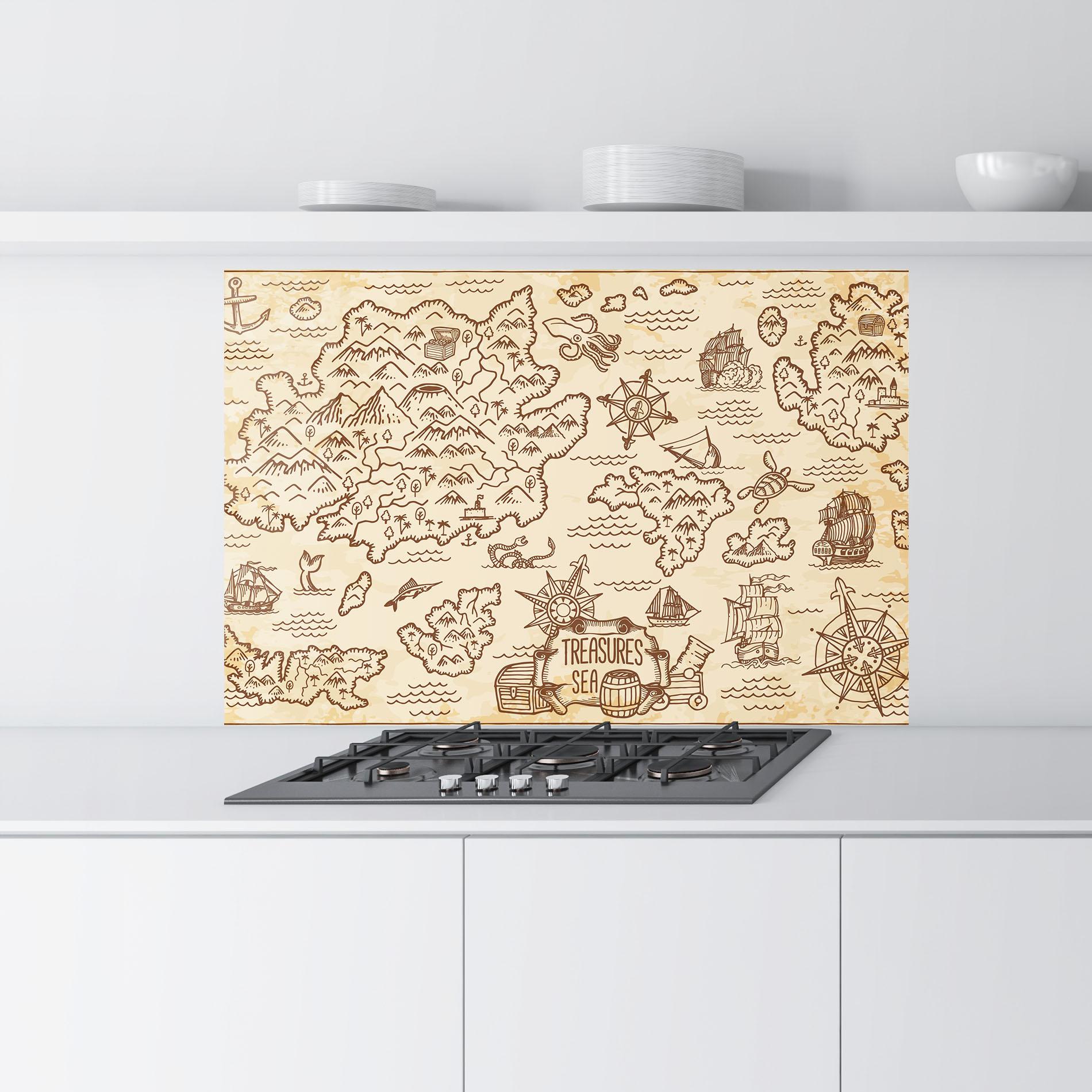 Panou Sticla Bucatarie Cream Coffee Map mockup 9