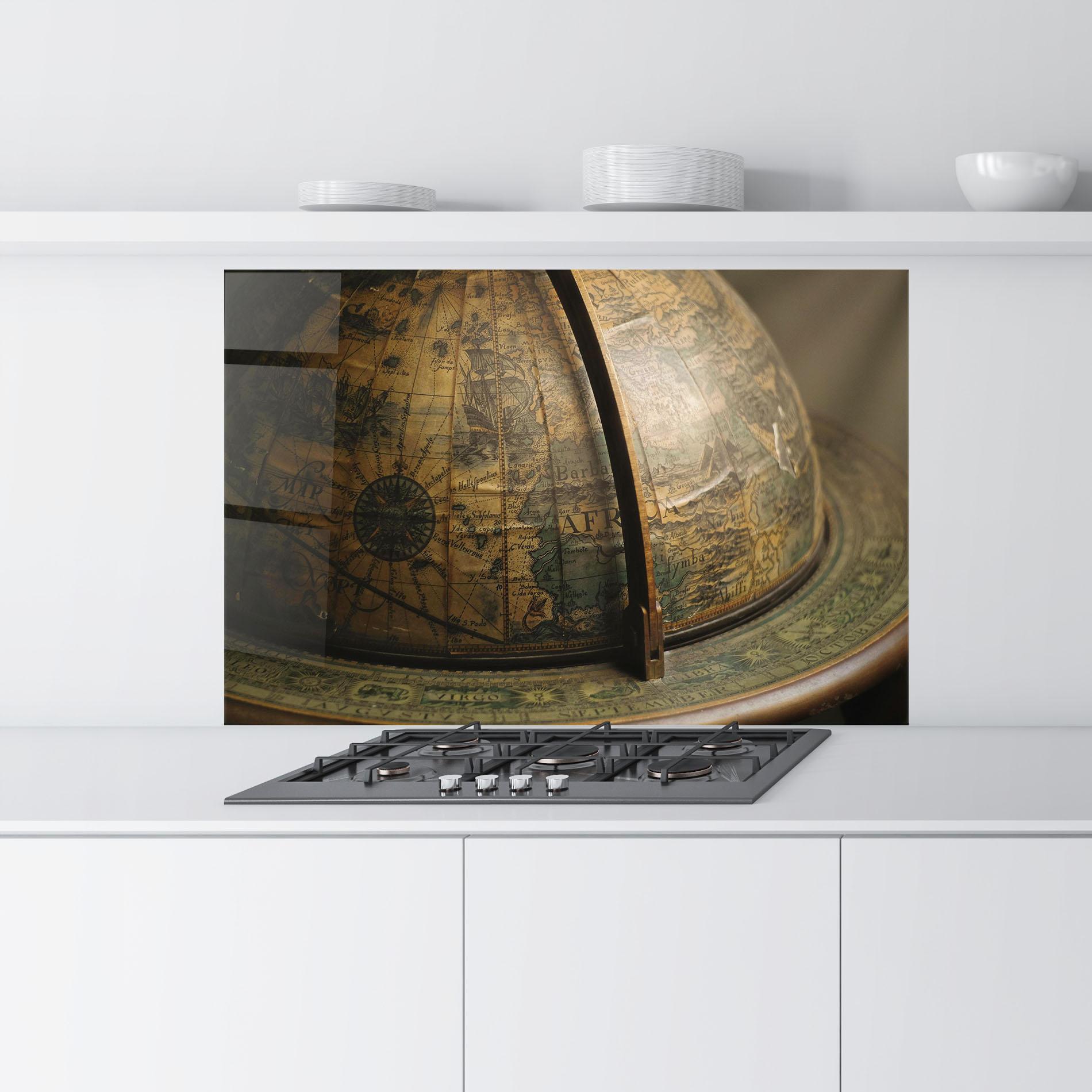 Panou Sticla Bucatarie Globe Map mockup 9
