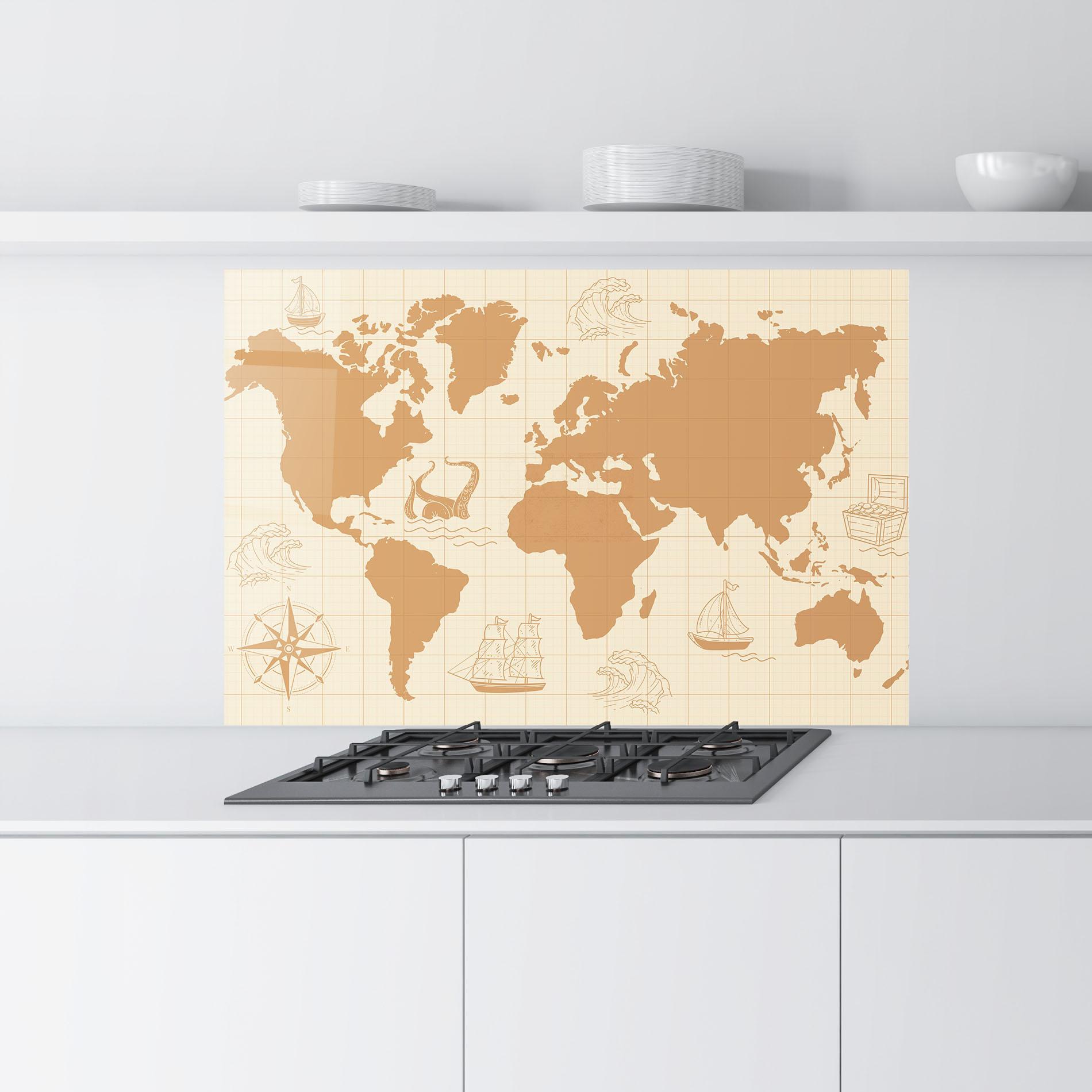 Panou Sticla Bucatarie Light Cream Map mockup 9