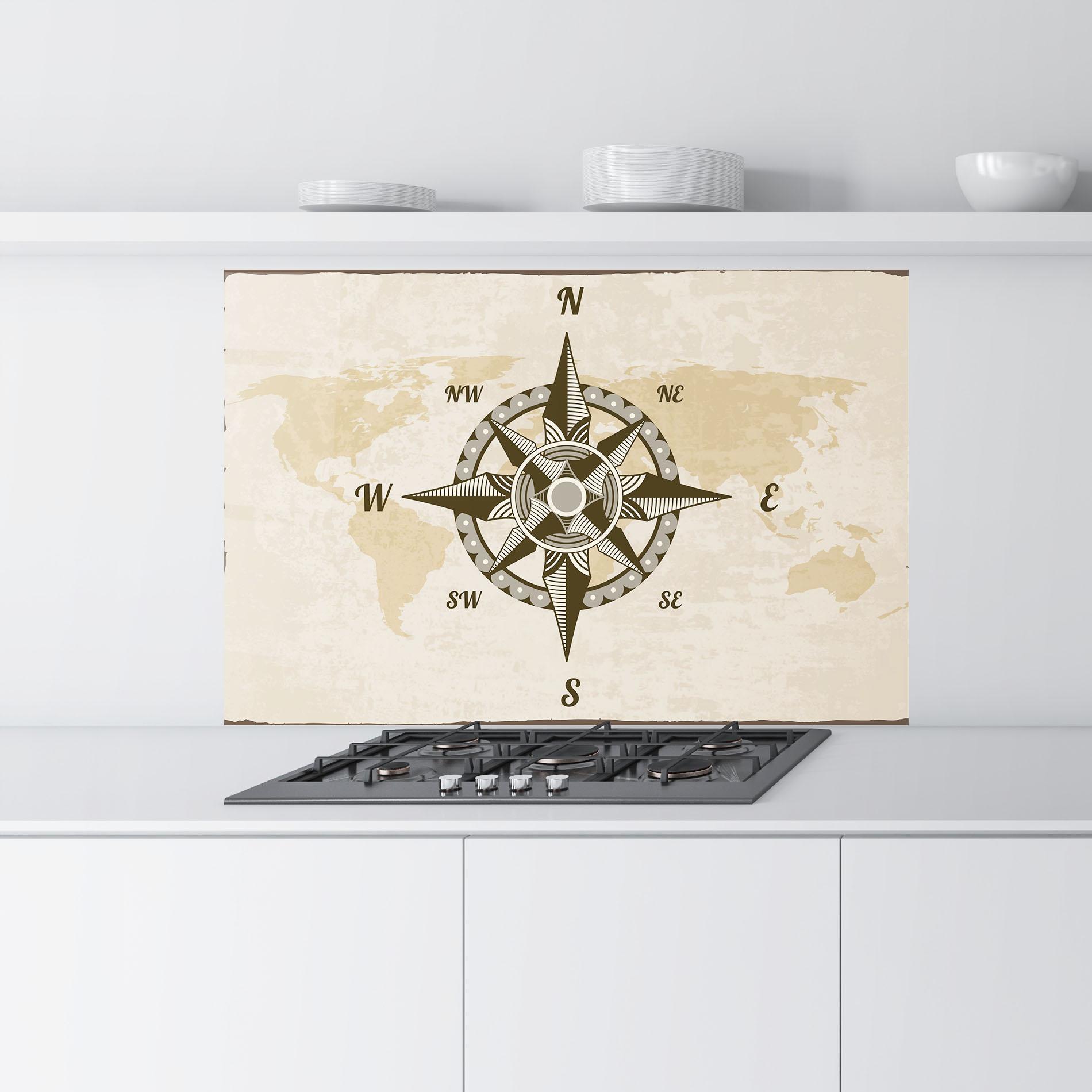 Panou Sticla Bucatarie Nautical Compass mockup 9