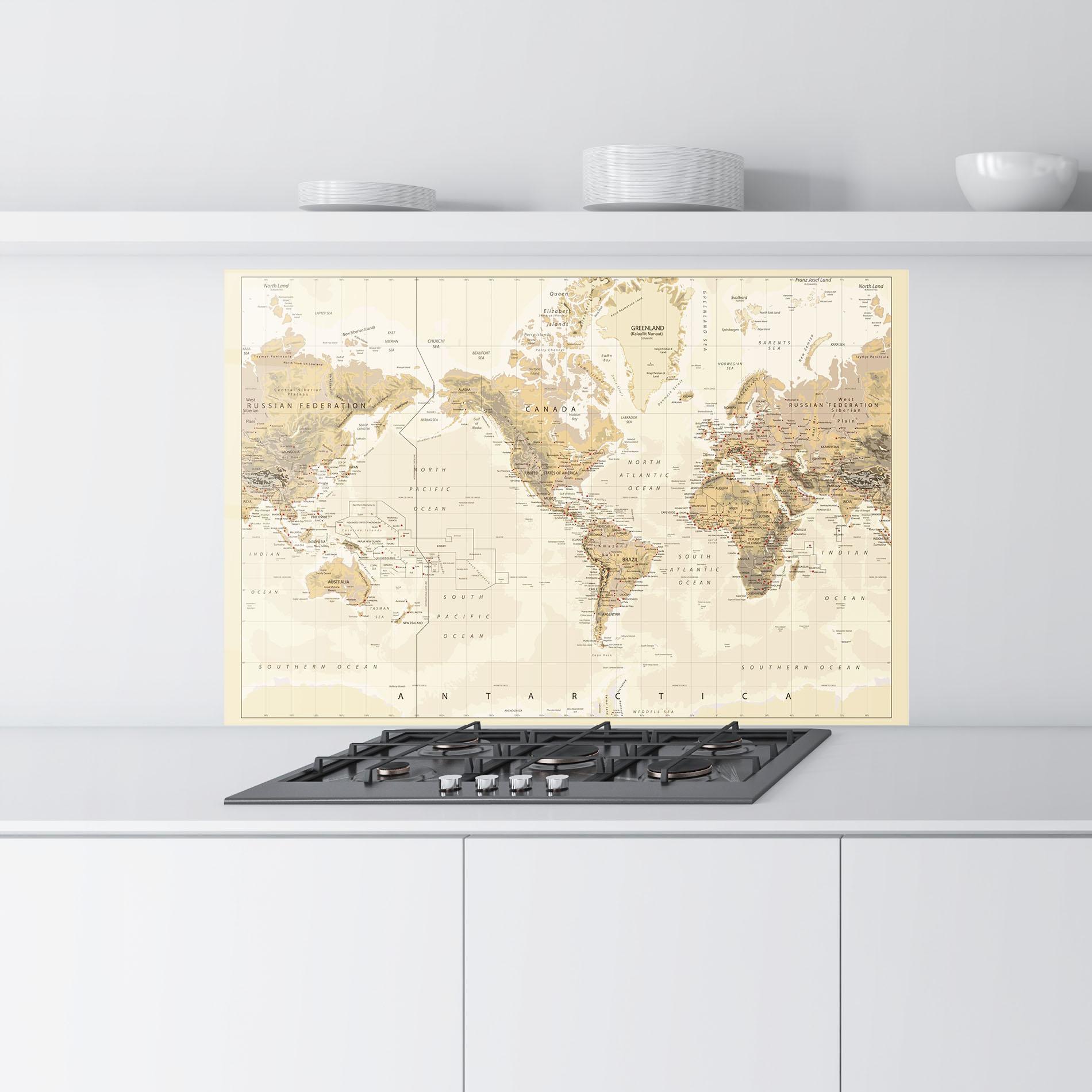 Panou Sticla Bucatarie Old Canada Map mockup 9