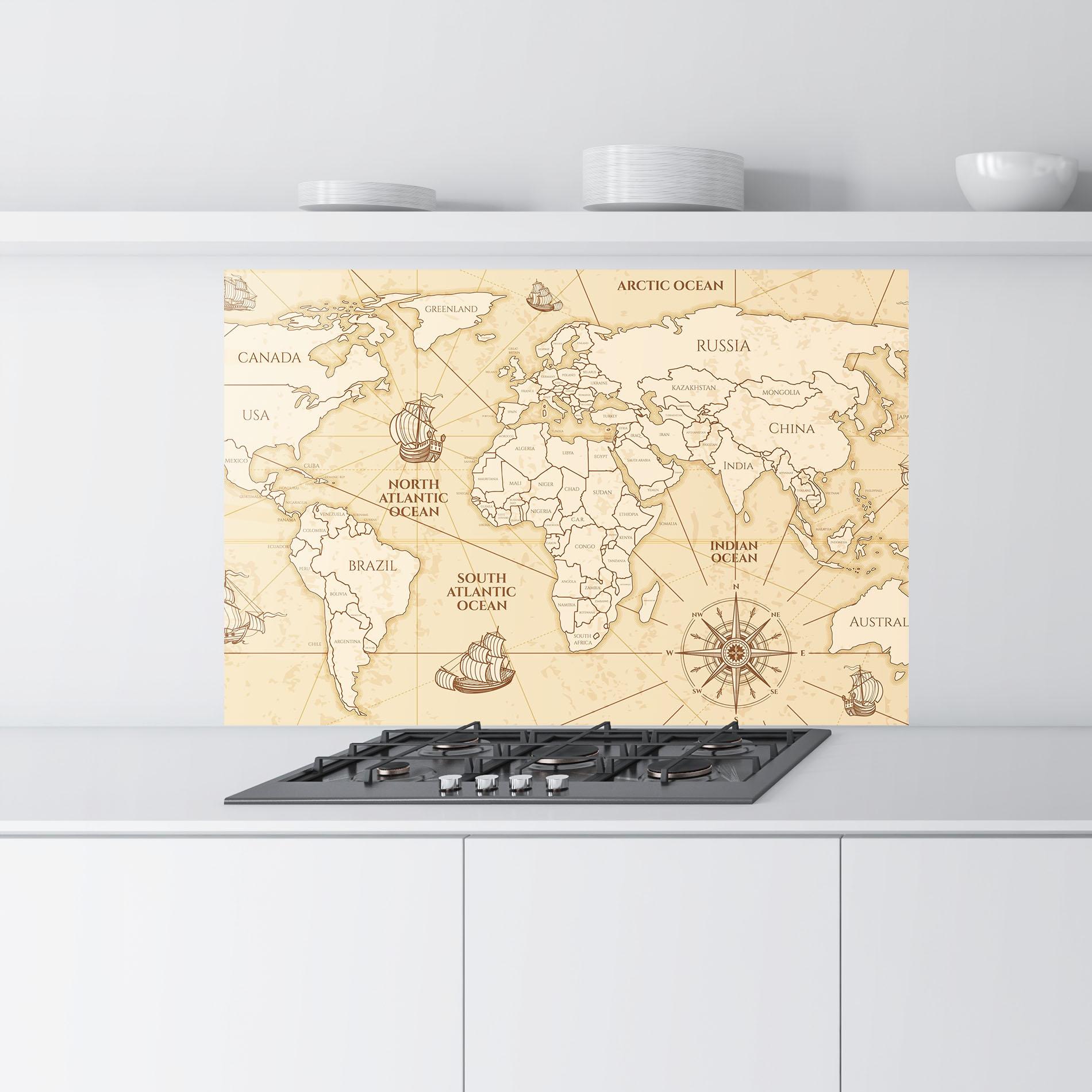 Panou Sticla Bucatarie Pirate Cream Map mockup 9