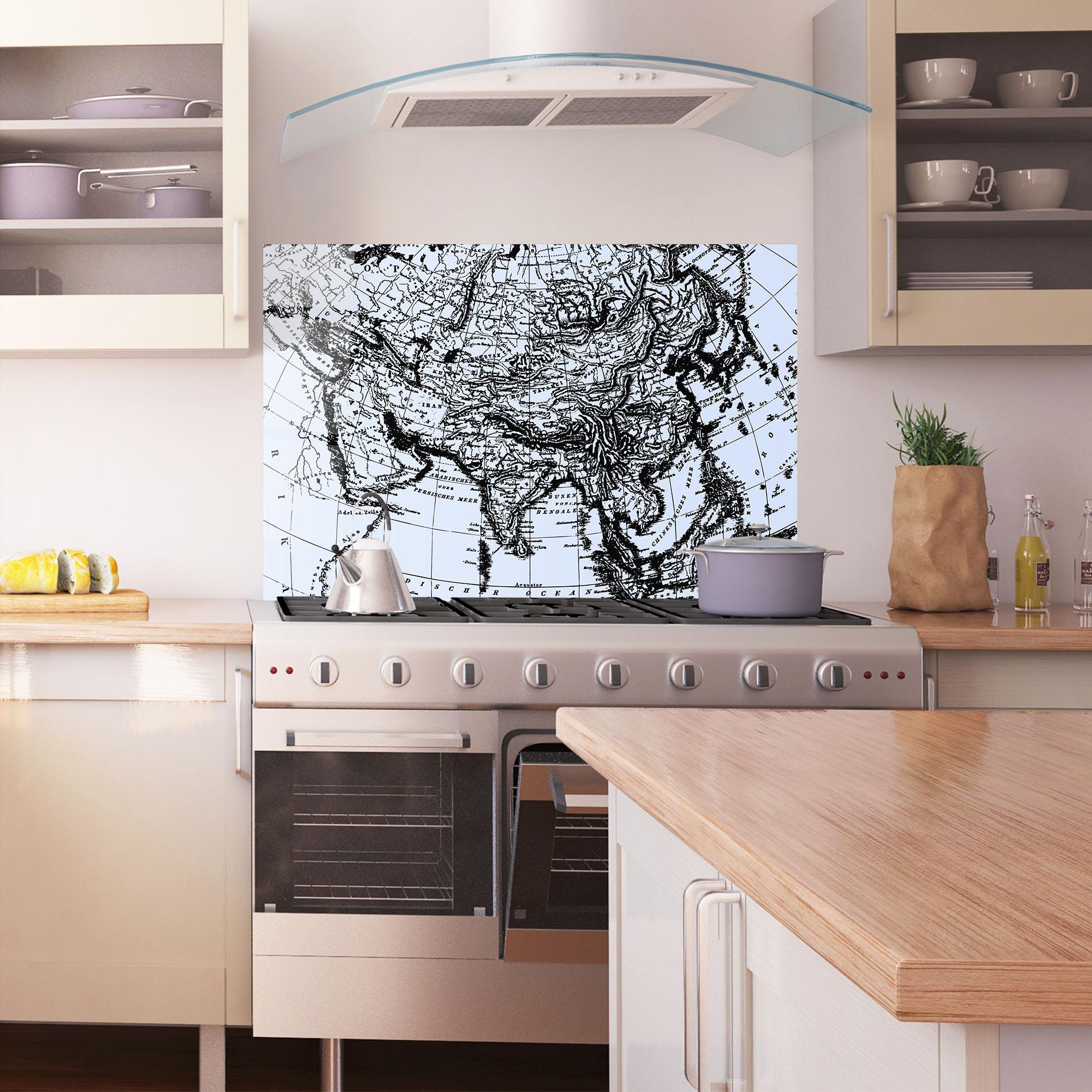 Panou Sticla Bucatarie Blue Old Map mockup 1