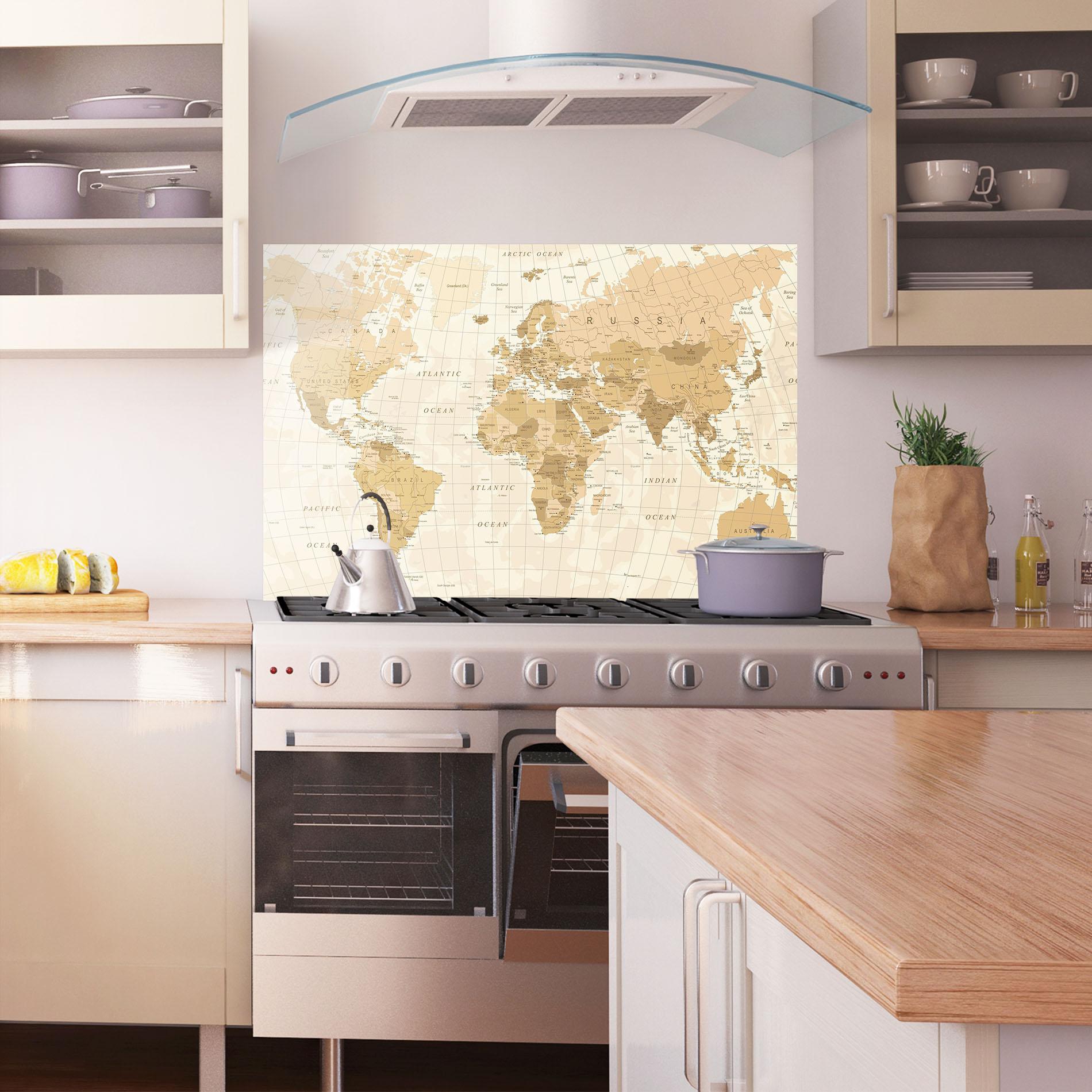 Panou Sticla Bucatarie Cream Color Map mockup 1