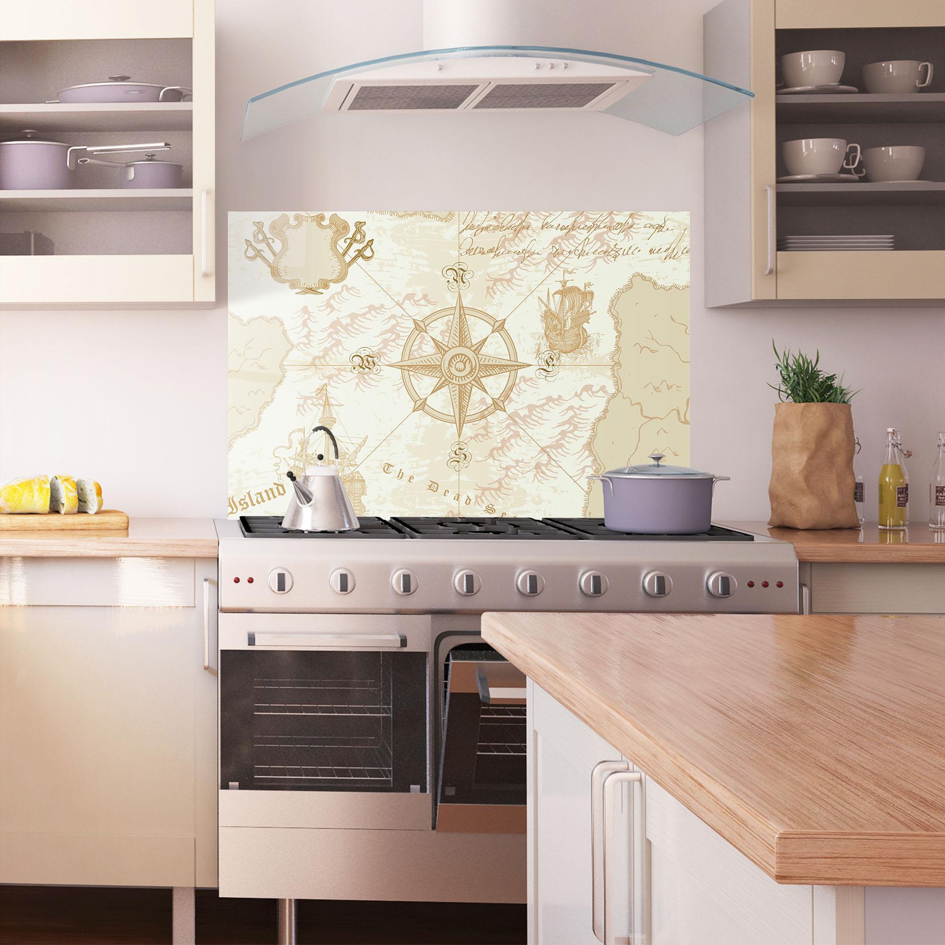 Panou Sticla Bucatarie Cream Compass mockup 1