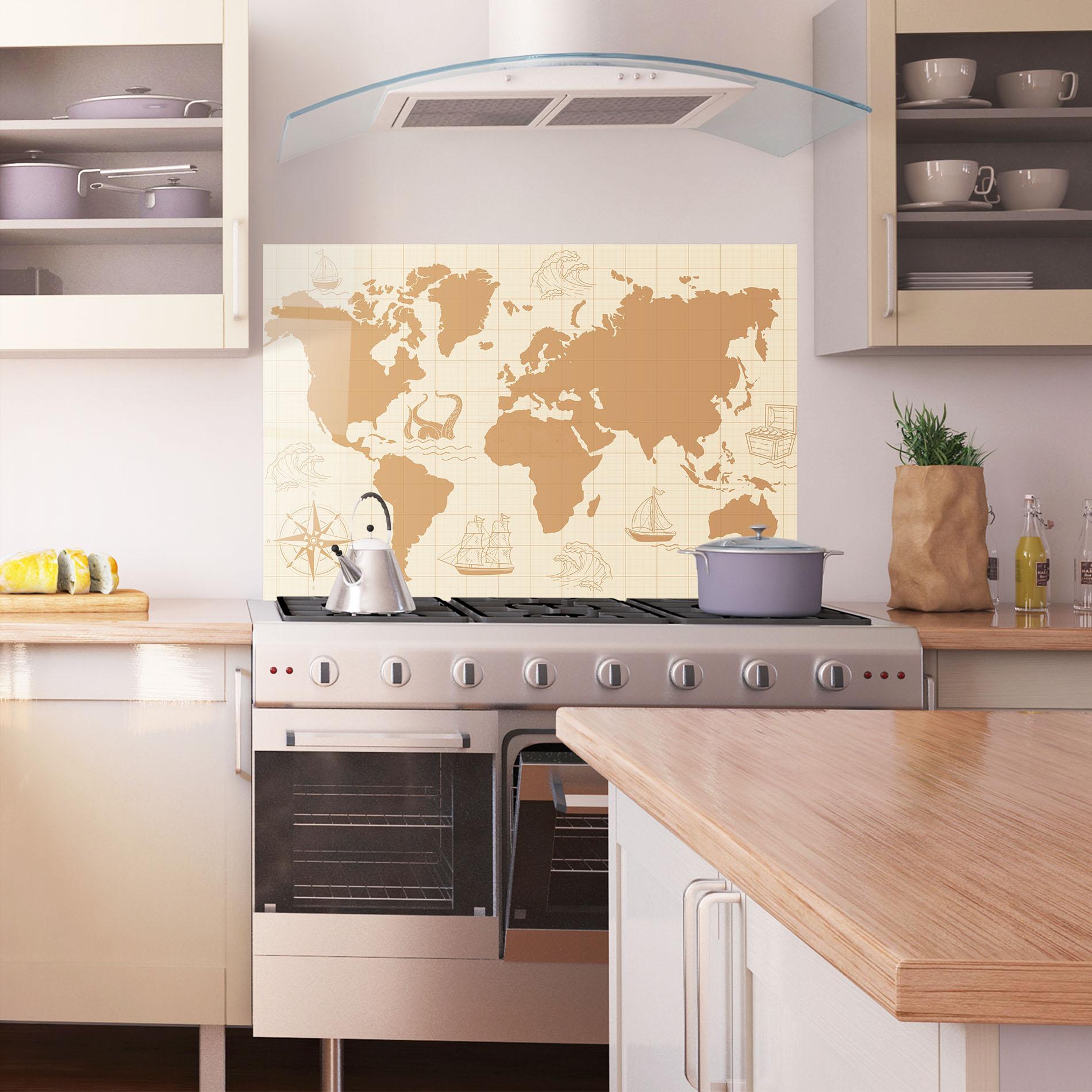 Panou Sticla Bucatarie Light Cream Map mockup 1