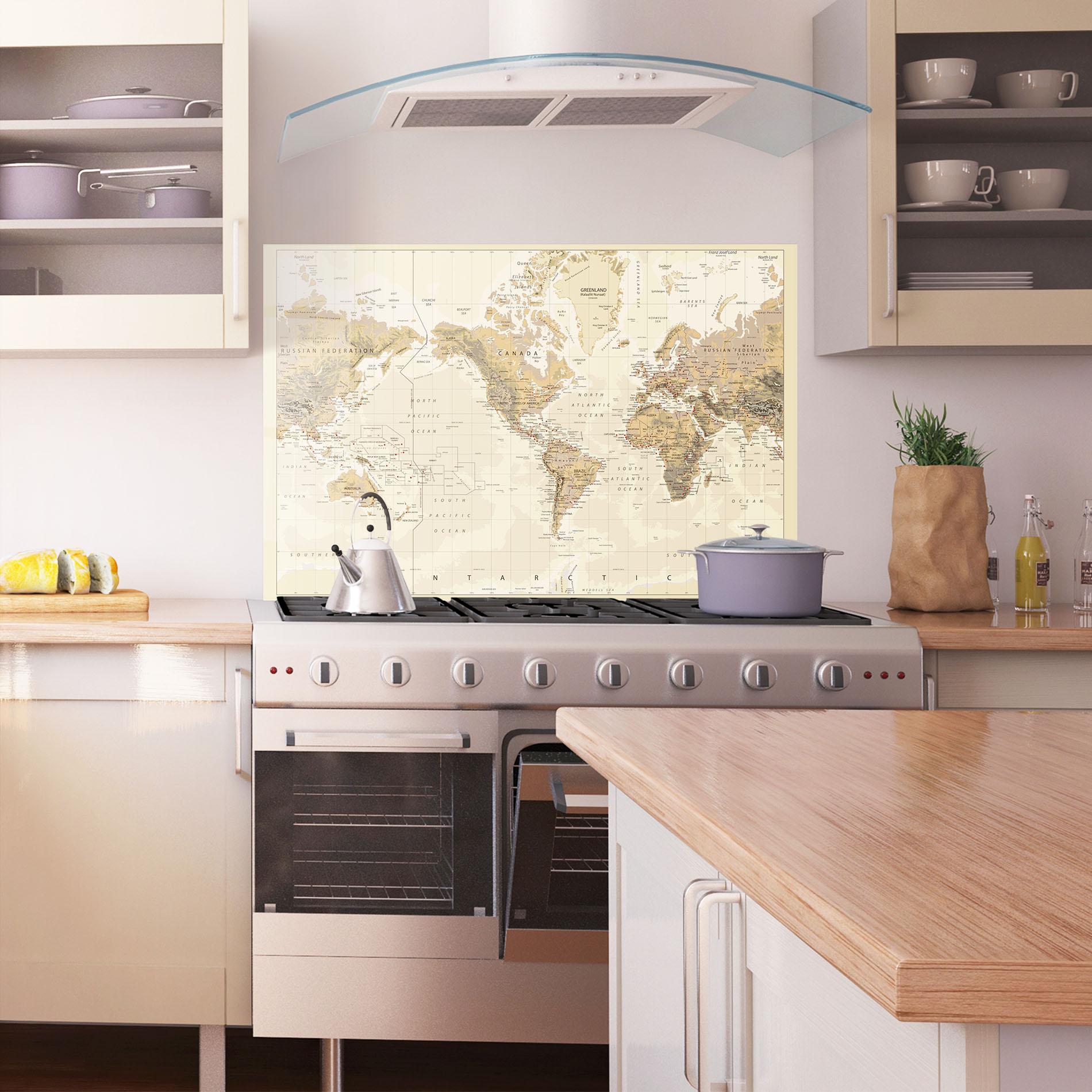 Panou Sticla Bucatarie Old Canada Map mockup 1