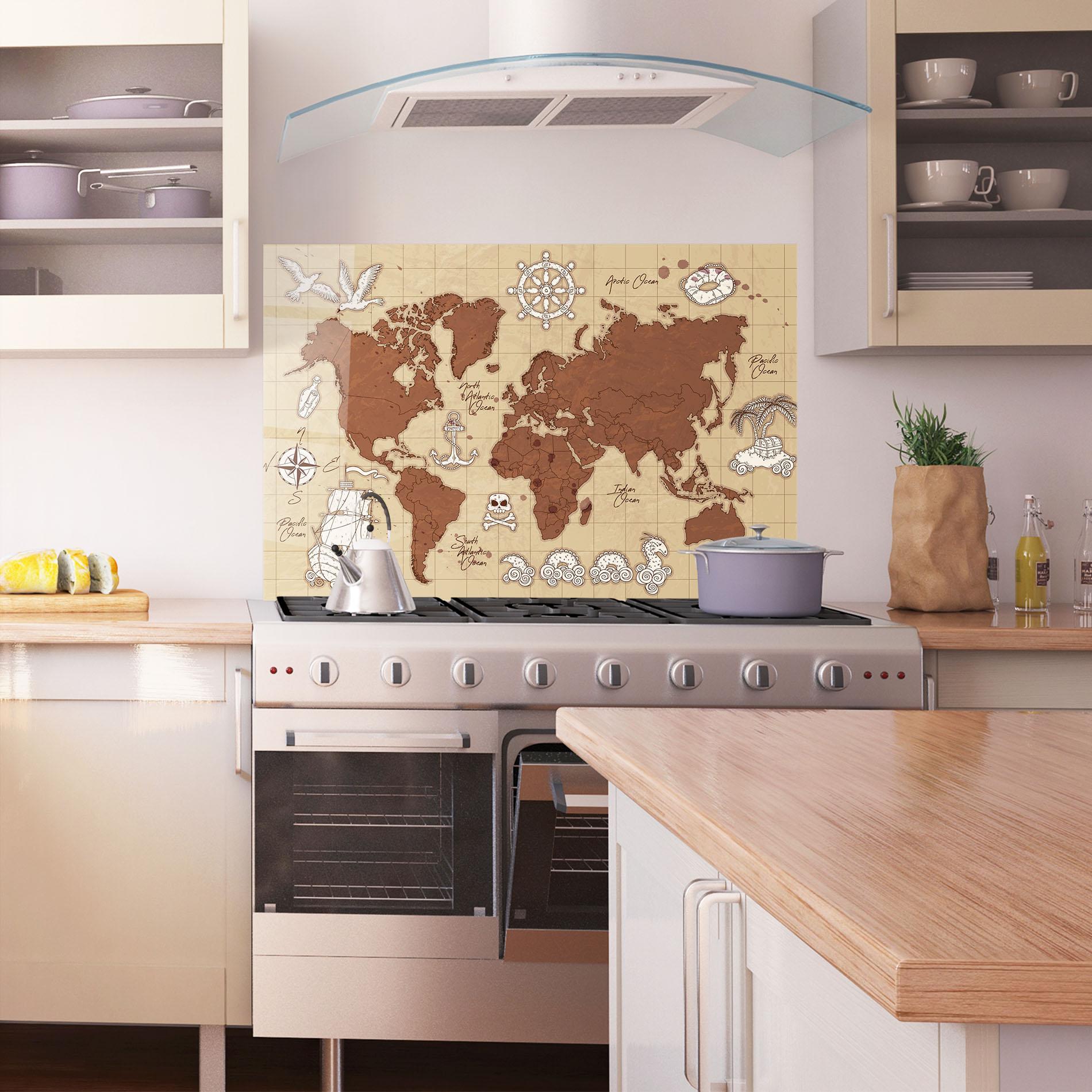 Panou Sticla Bucatarie Old Pirate Map mockup 1