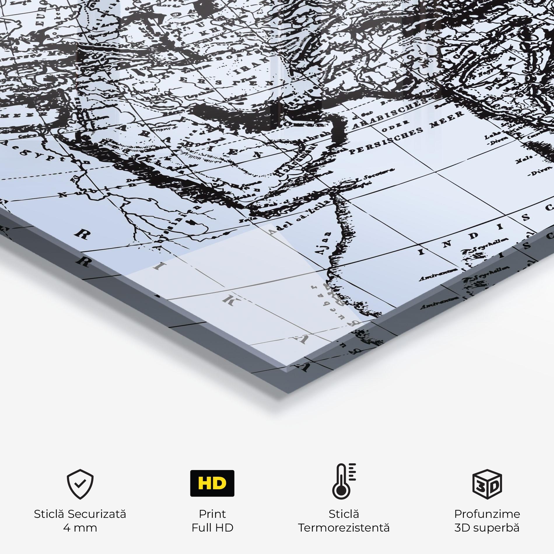 Panou Sticla Bucatarie Blue Old Map mockup 2