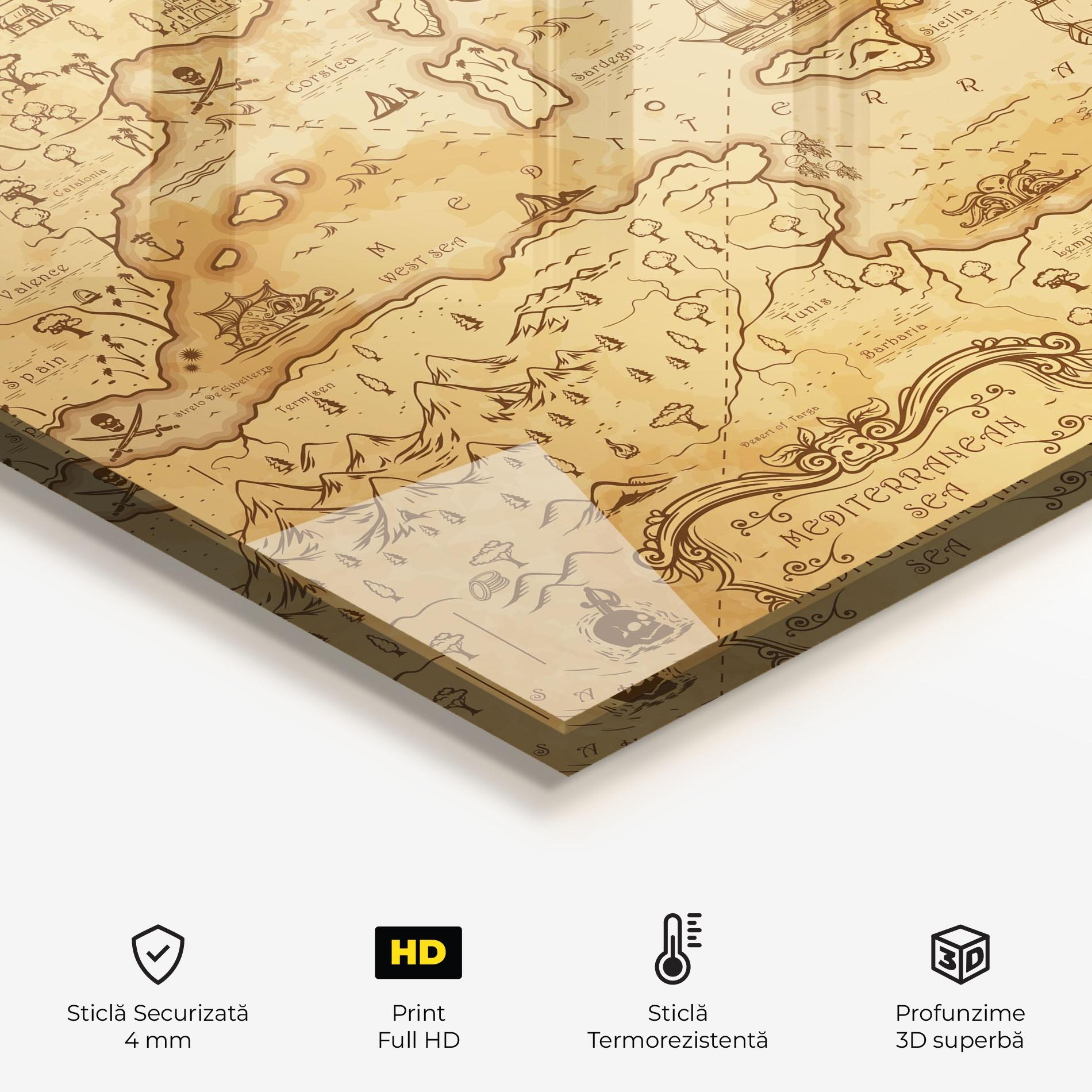Panou Sticla Bucatarie Cream Brown Map mockup 2