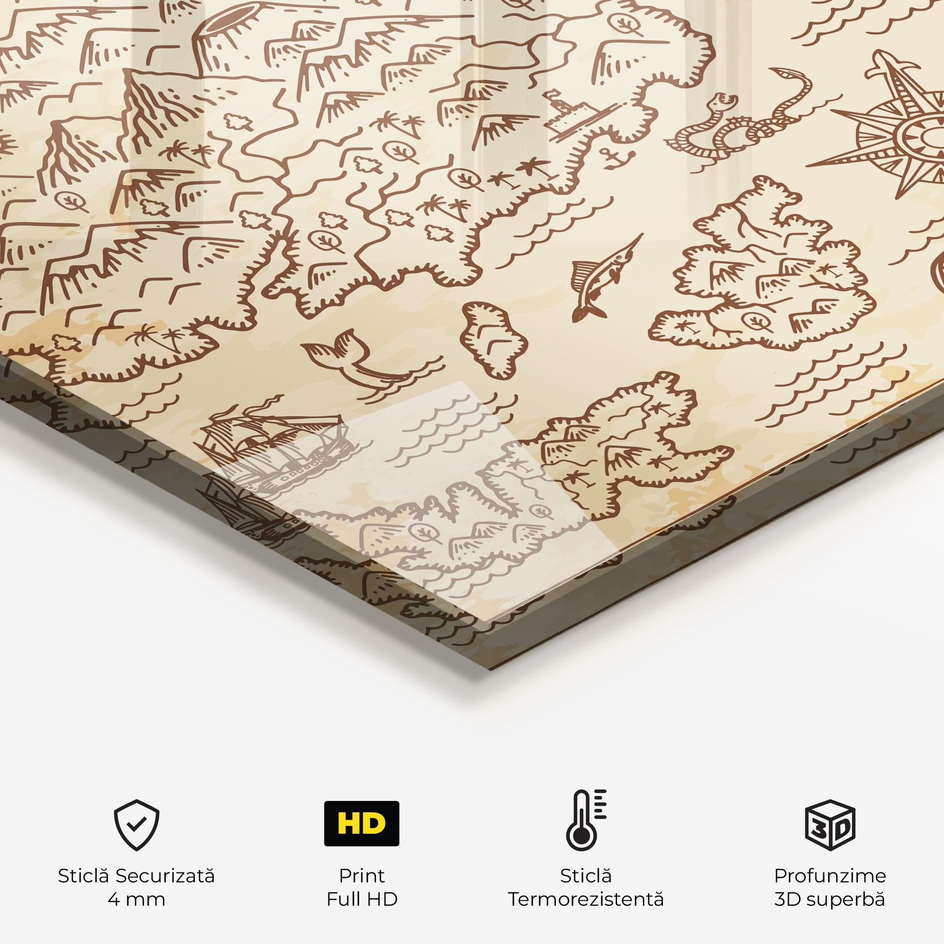 Panou Sticla Bucatarie Cream Coffee Map mockup 2