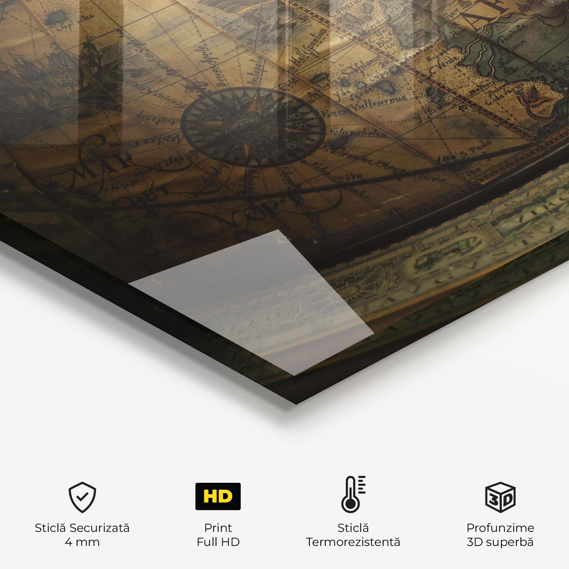 Panou Sticla Bucatarie Globe Map mockup 2