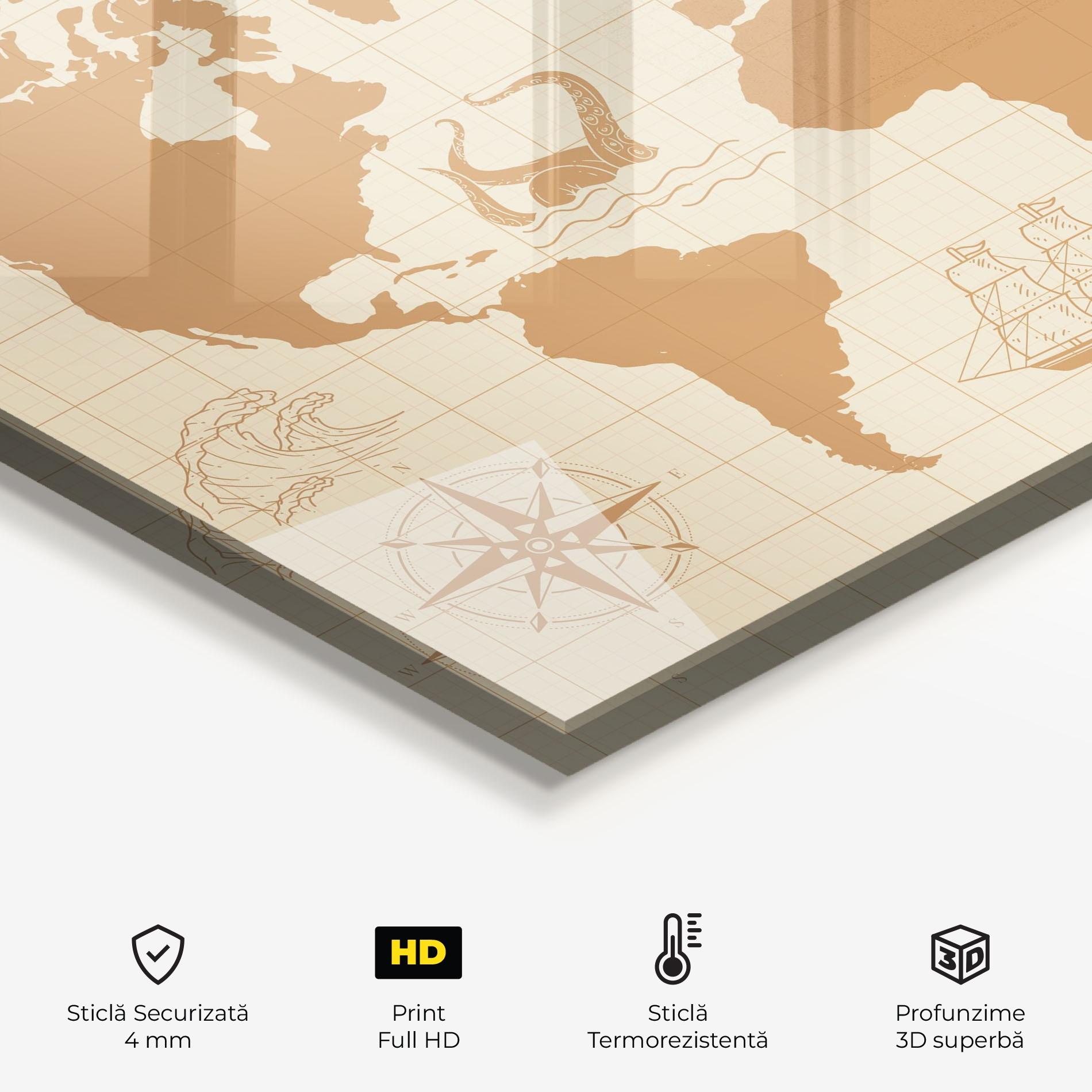 Panou Sticla Bucatarie Light Cream Map mockup 2