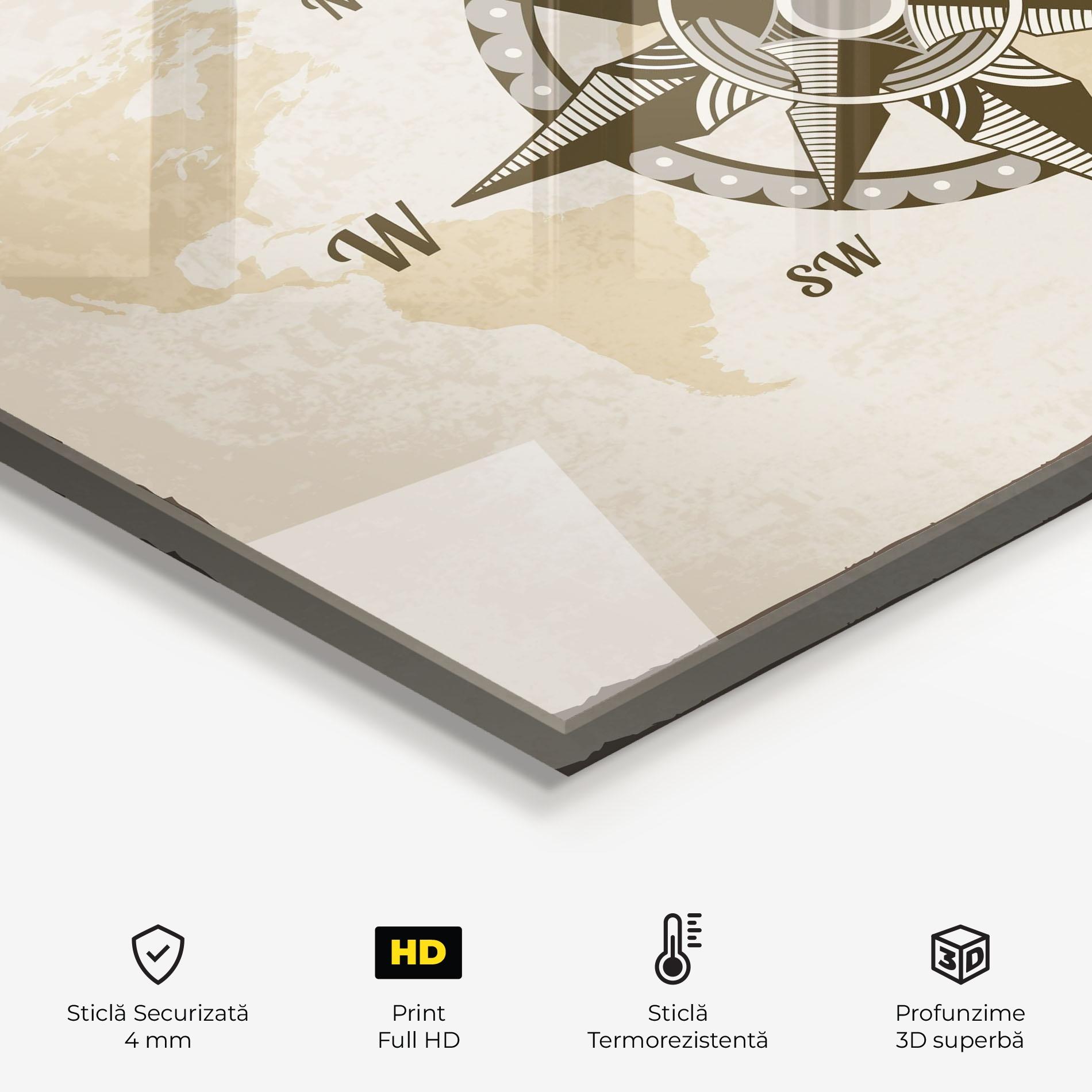 Panou Sticla Bucatarie Nautical Compass mockup 2