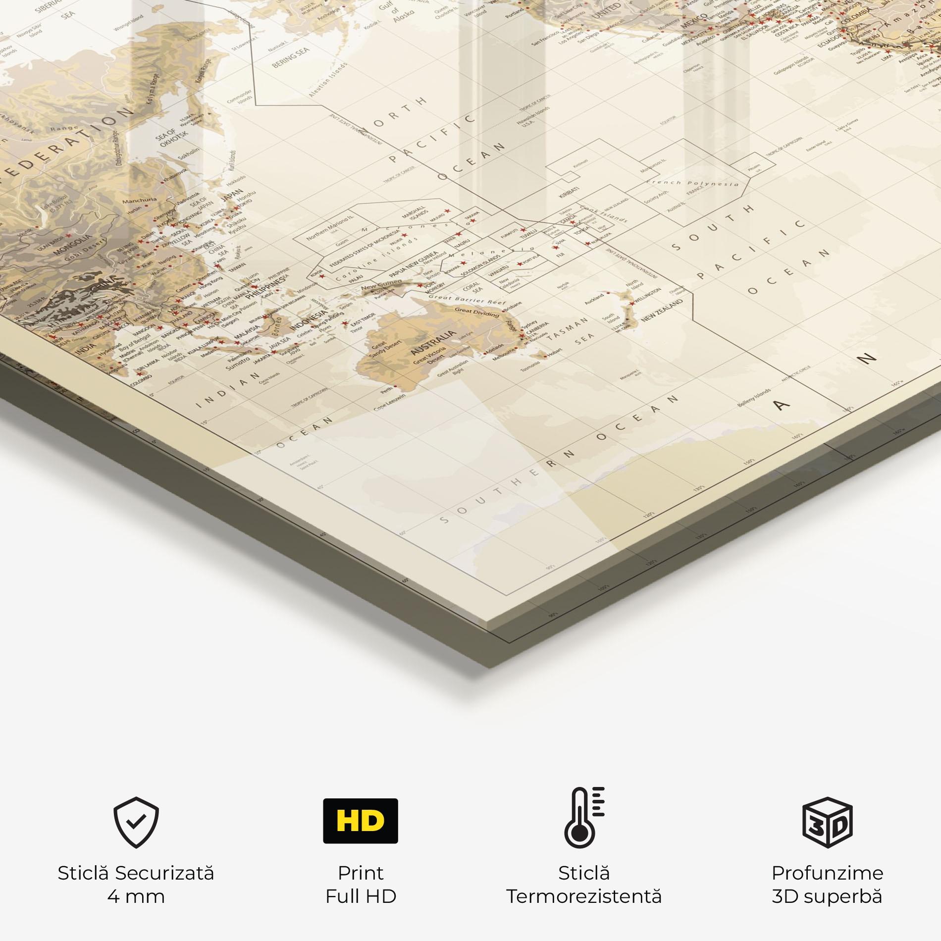 Panou Sticla Bucatarie Old Canada Map mockup 2