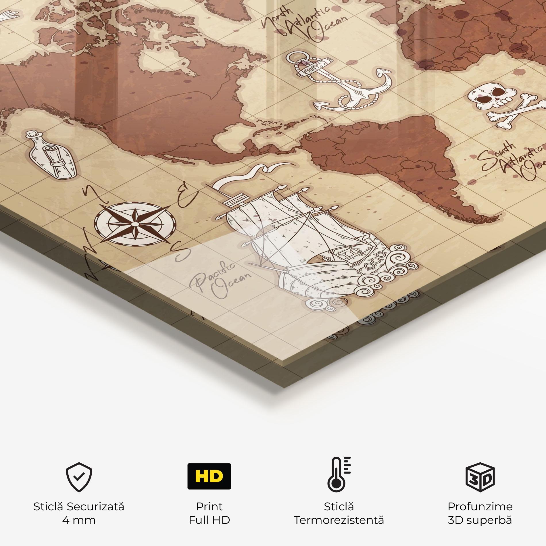 Panou Sticla Bucatarie Old Pirate Map mockup 2