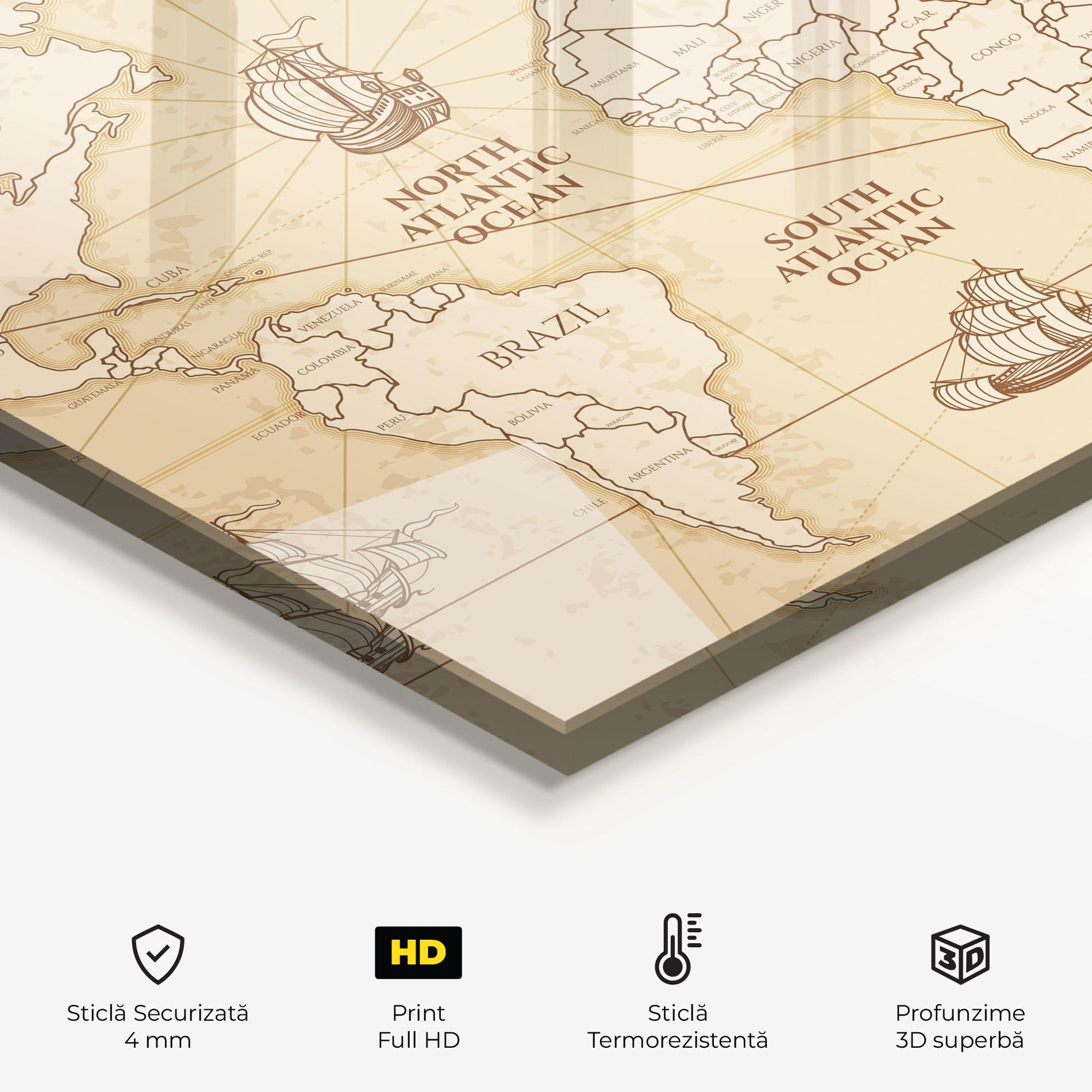 Panou Sticla Bucatarie Pirate Cream Map mockup 2