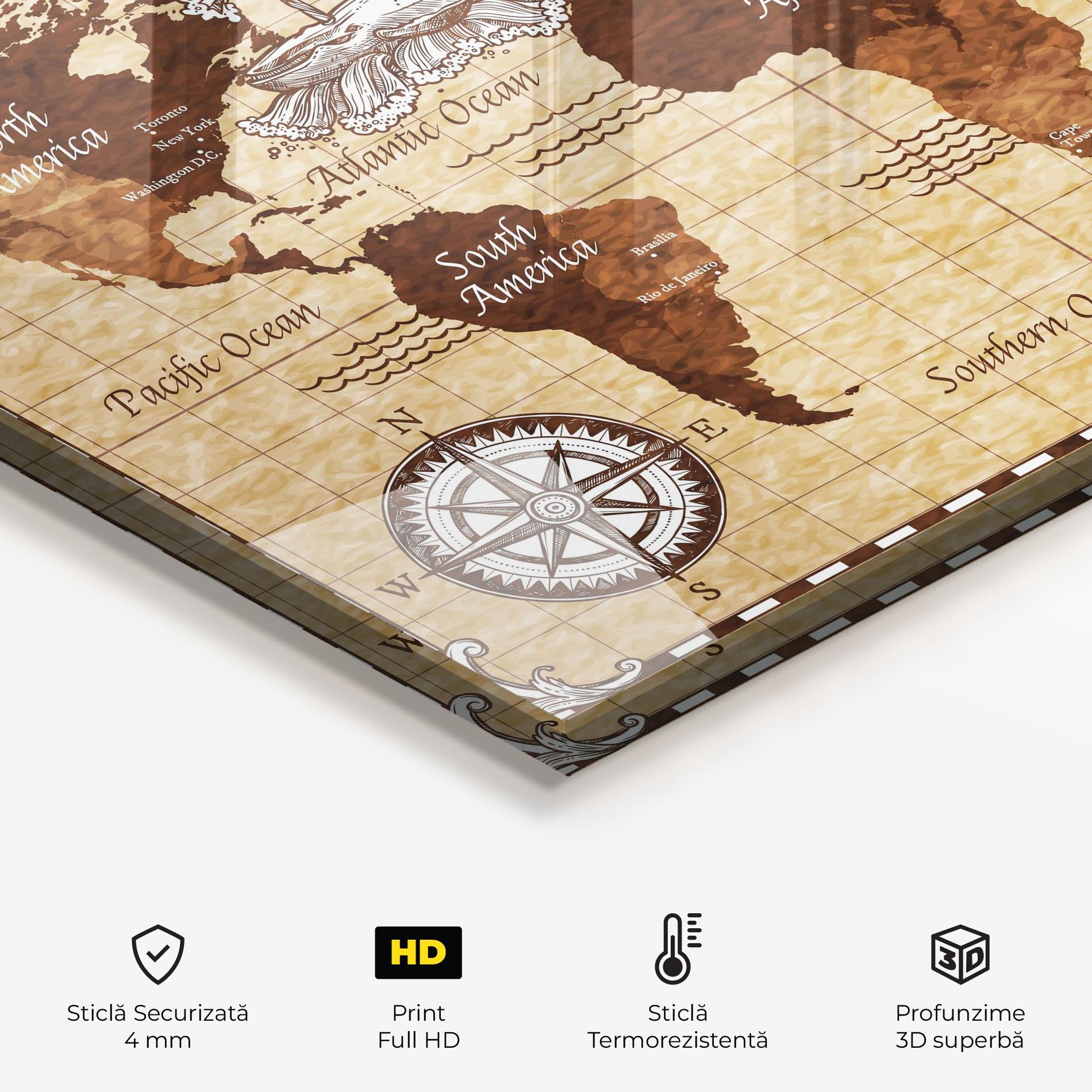 Panou Sticla Bucatarie Pirate World Map mockup 2