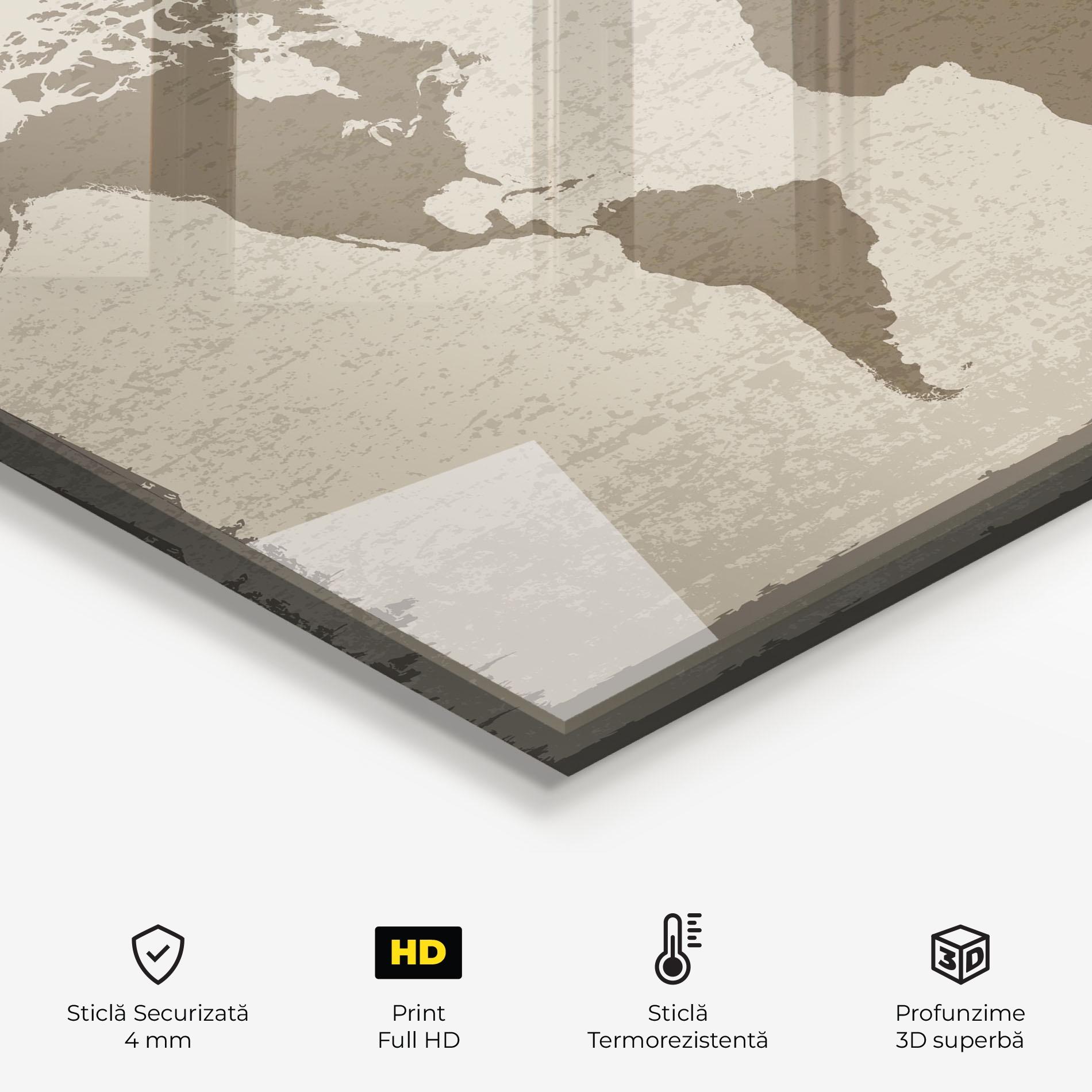 Panou Sticla Bucatarie World Brown Map mockup 2