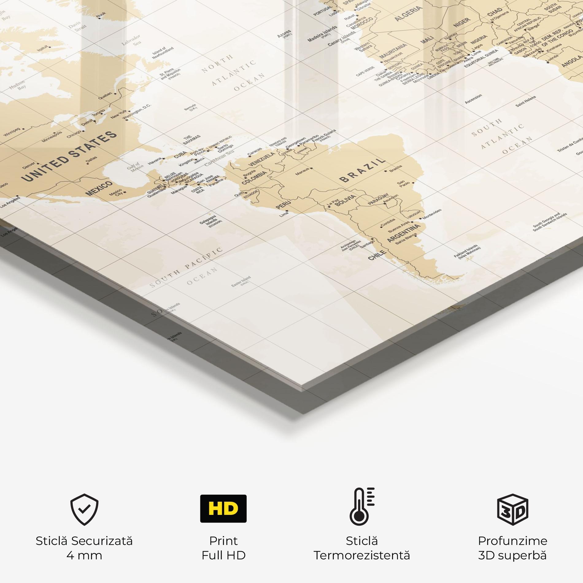 Panou Sticla Bucatarie World Old Map mockup 2