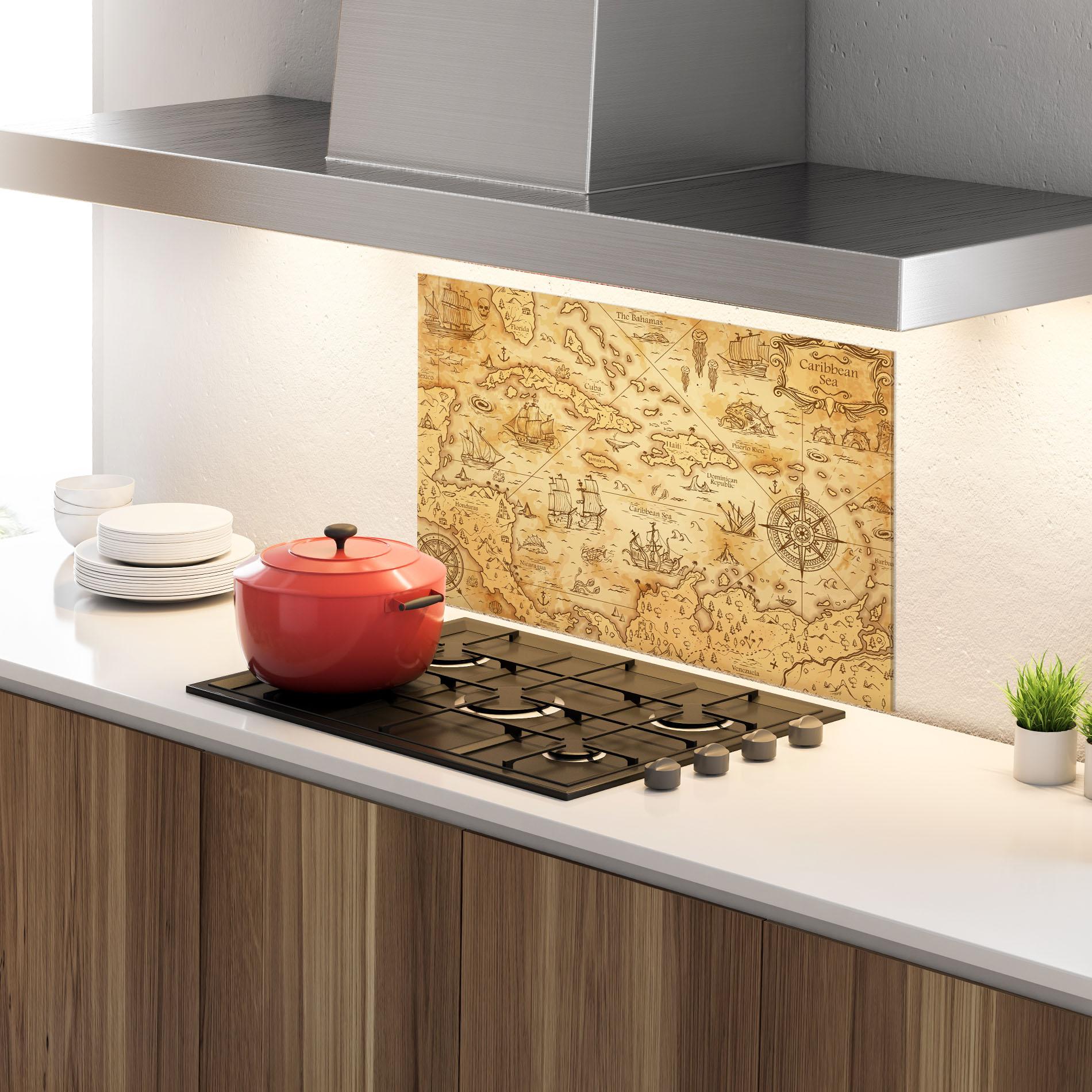 Panou Sticla Bucatarie Caribbean Sea mockup 4