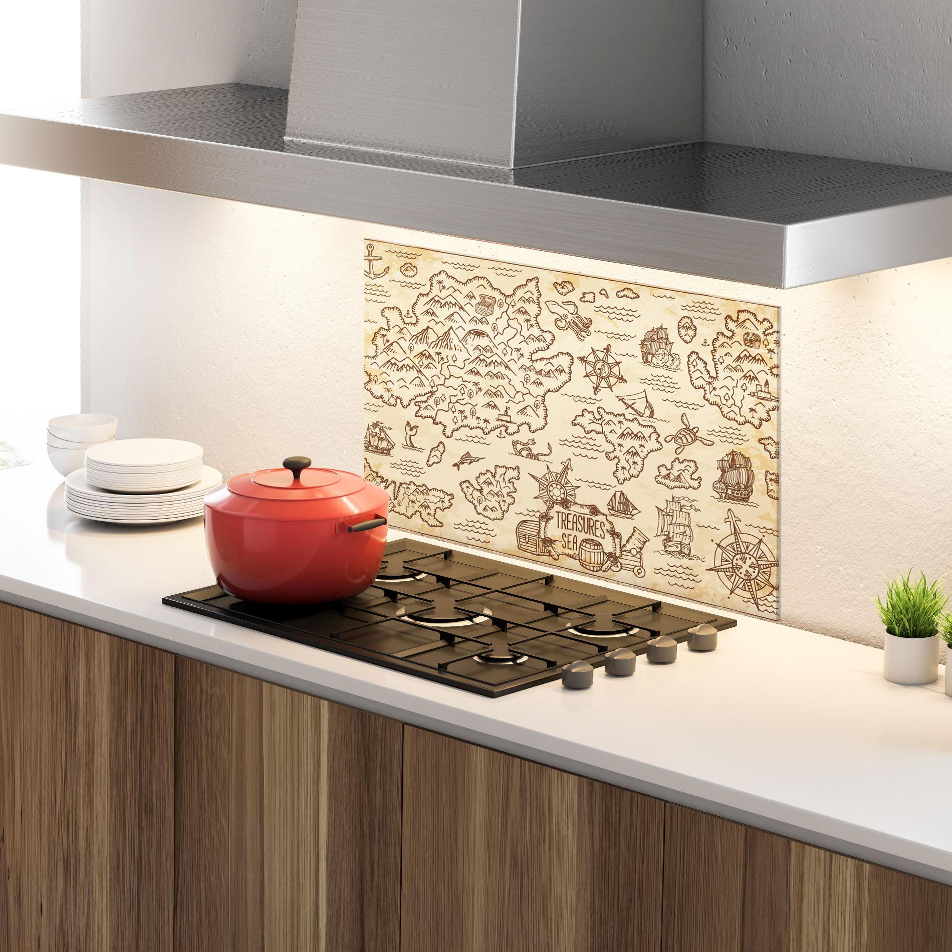 Panou Sticla Bucatarie Cream Coffee Map mockup 4