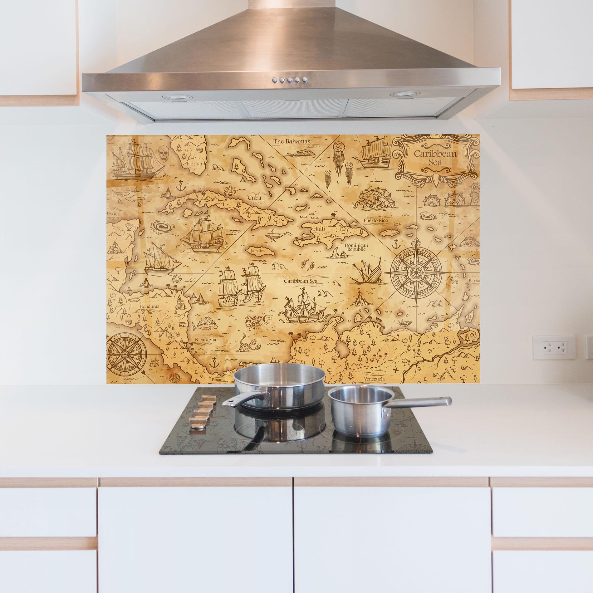 Panou Sticla Bucatarie Caribbean Sea mockup 5