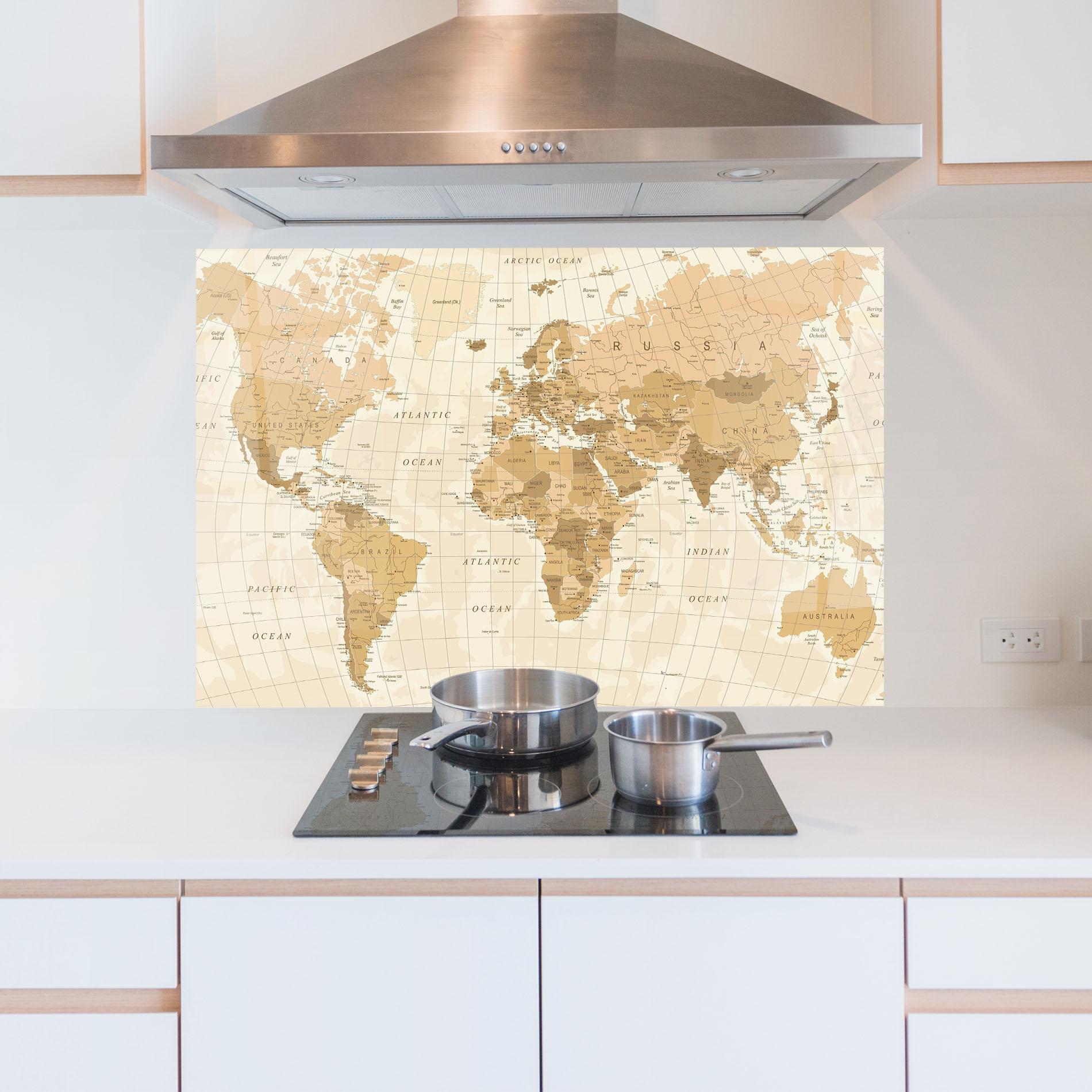 Panou Sticla Bucatarie Cream Color Map mockup 5